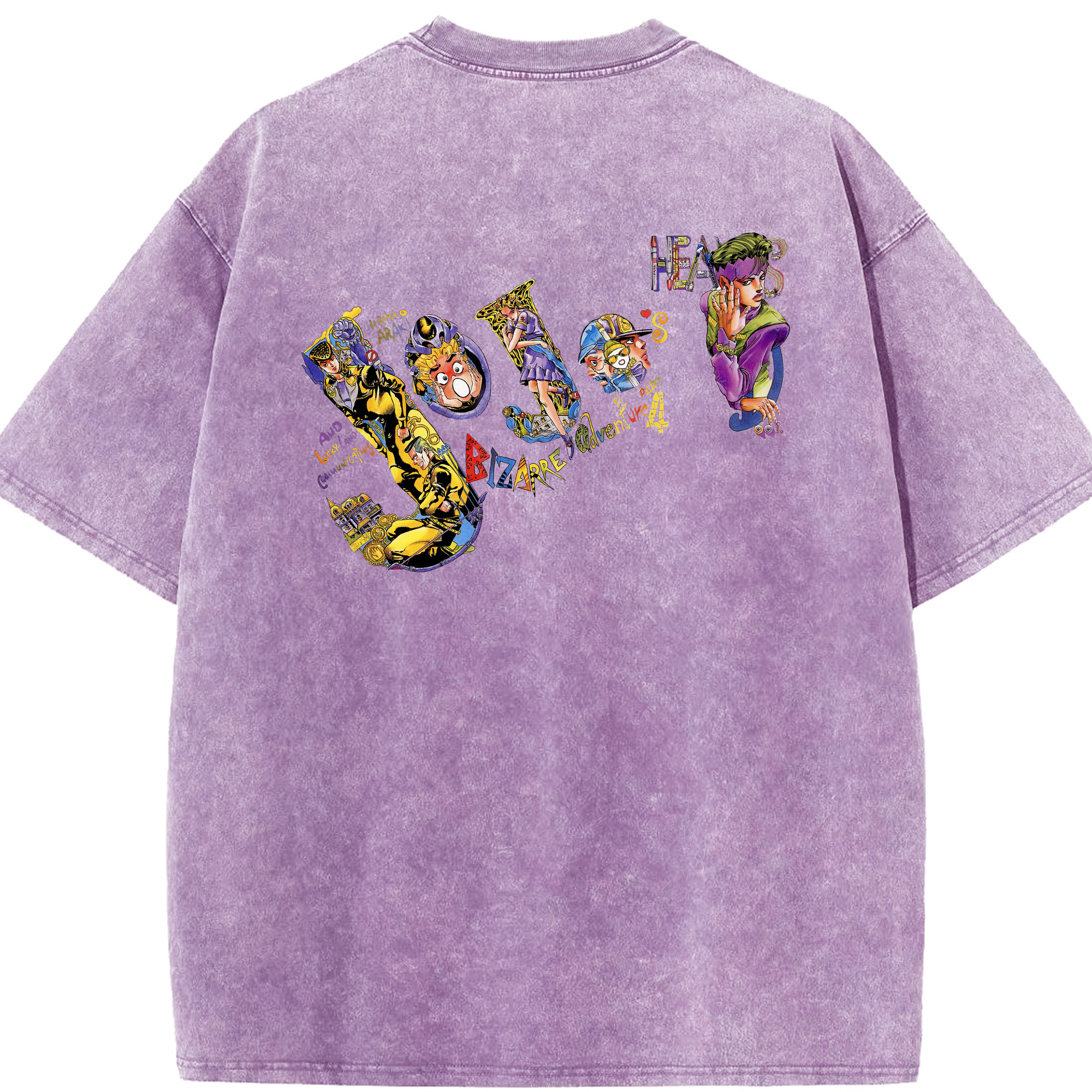 （画像用） ジョジョの奇妙な冒険 JoJo's Bizarre Adventure 綿100% ヴィンテージ風 半袖Tシャツ（背面プリント）