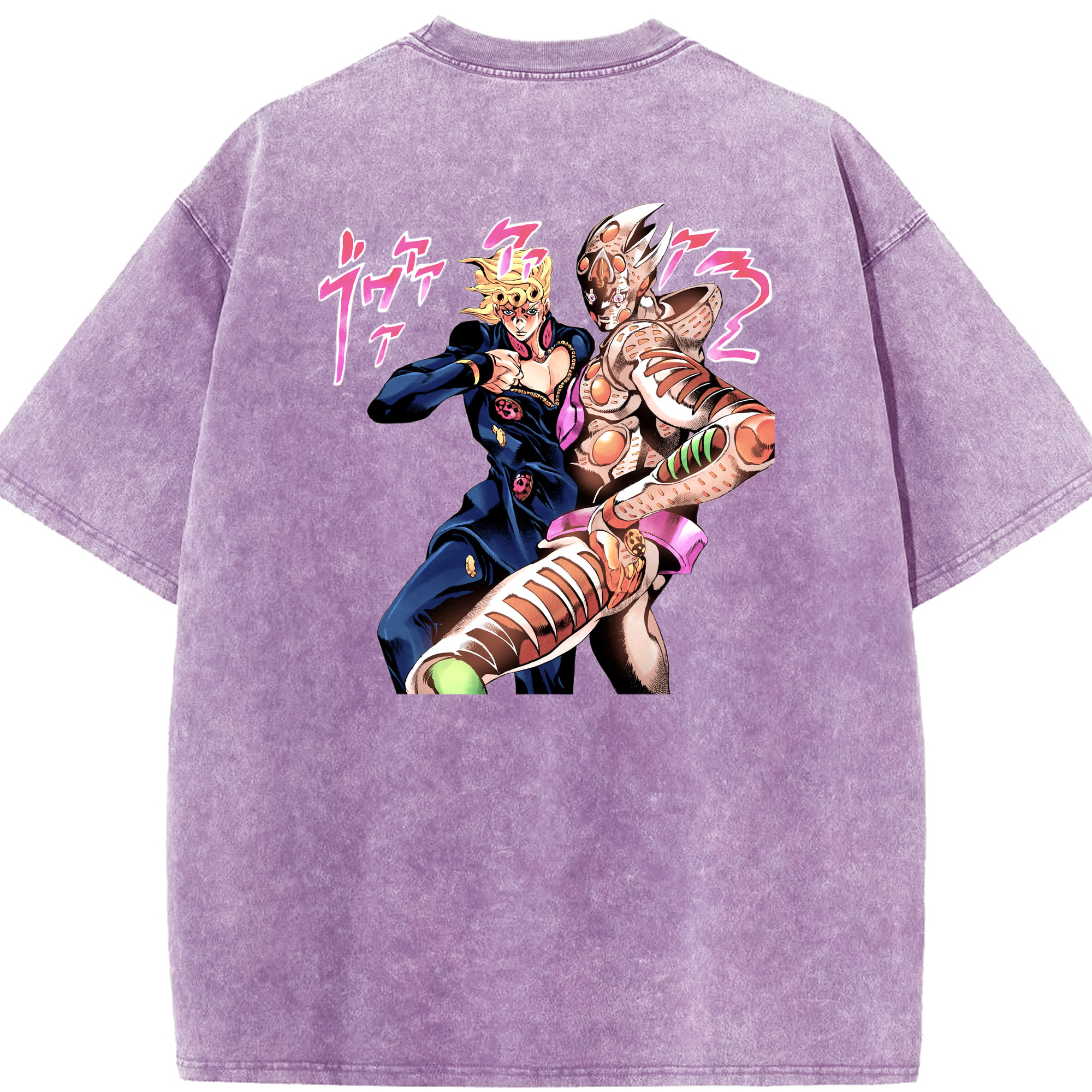 （画像用） ジョジョの奇妙な冒険 ジョルノ?ジョバァーナ JoJo's Bizarre Adventure Giorno Giovanna 綿100% ヴィンテージ風 半袖Tシャツ（背面プリント）