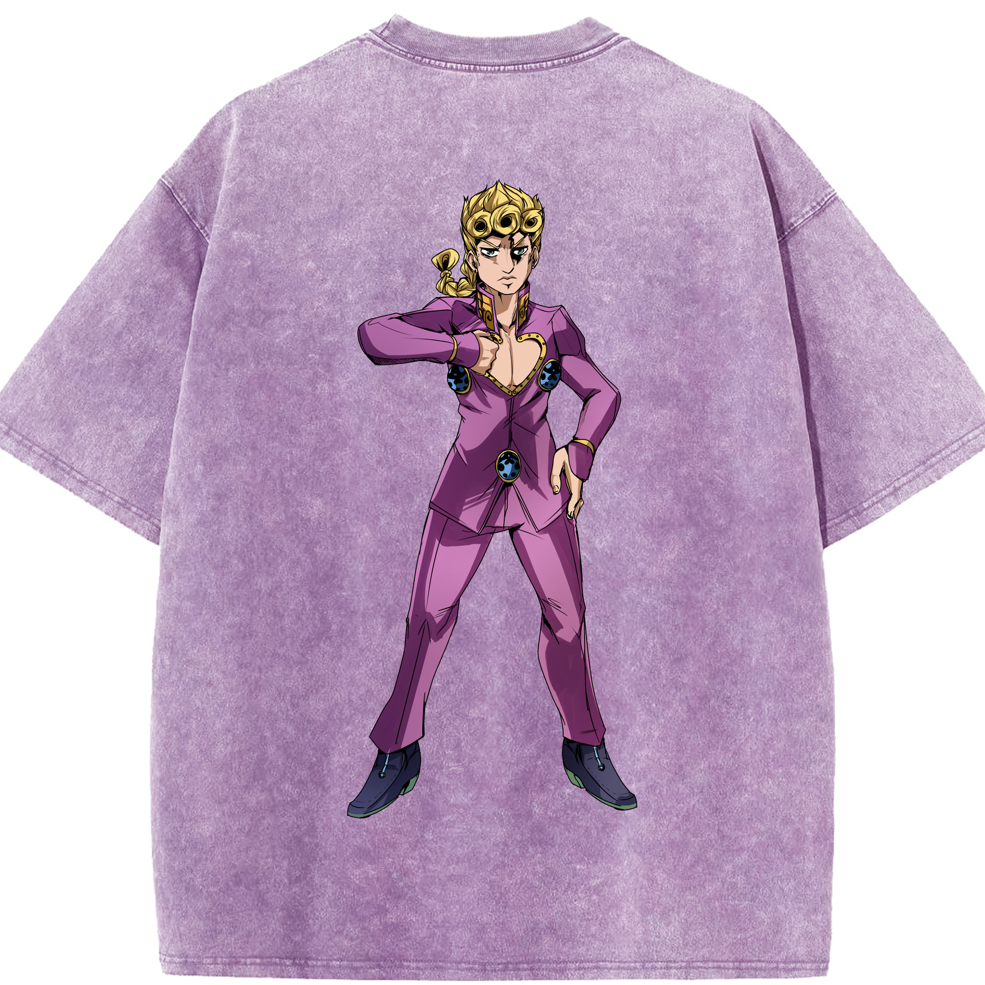 （画像用） ジョジョの奇妙な冒険 ジョルノ?ジョバァーナ JoJo's Bizarre Adventure Giorno Giovanna 綿100% ヴィンテージ風 半袖Tシャツ（背面プリント）