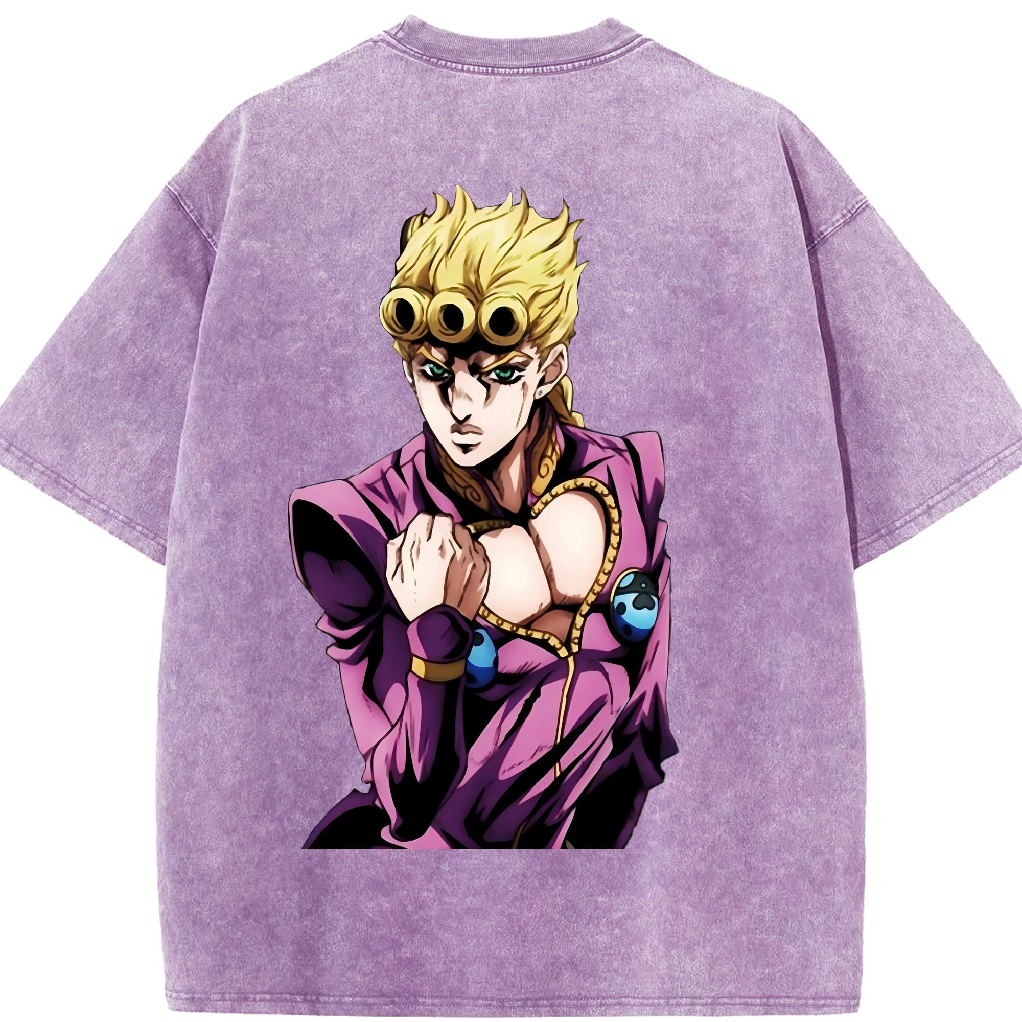 （画像用） ジョジョの奇妙な冒険 ジョルノ?ジョバァーナ JoJo's Bizarre Adventure Giorno Giovanna 綿100% ヴィンテージ風 半袖Tシャツ（背面プリント）