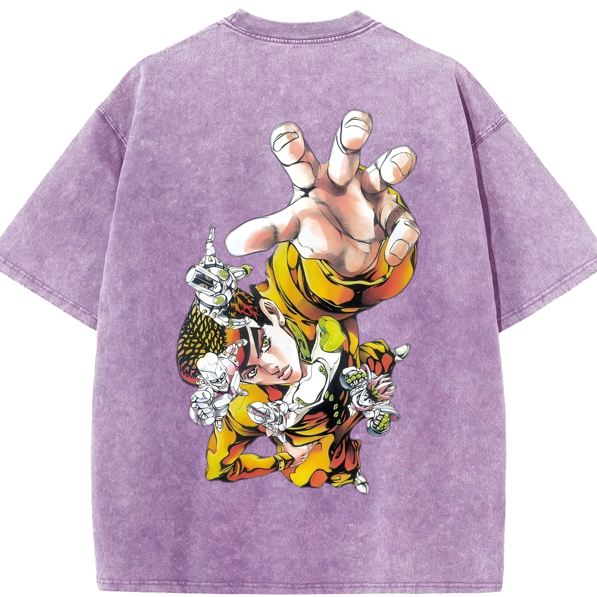 （画像用） ジョジョの奇妙な冒険 ひがしかた じょうすけ JoJo's Bizarre Adventure Higashikata Josuke 綿100% ヴィンテージ風 半袖Tシャツ（背面プリント）