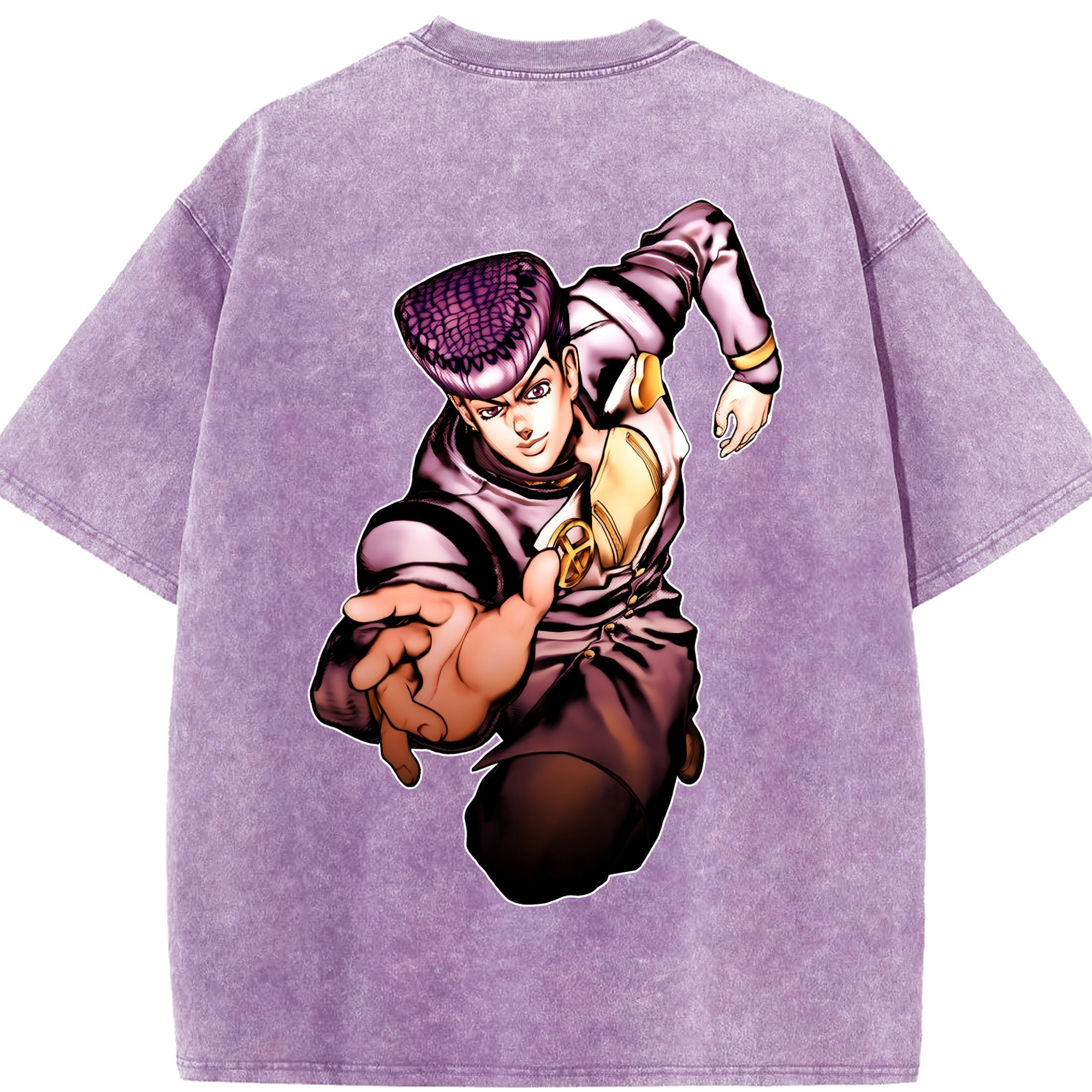 （画像用） ジョジョの奇妙な冒険 ひがしかた じょうすけ JoJo's Bizarre Adventure Higashikata Josuke 綿100% ヴィンテージ風 半袖Tシャツ（背面プリント）