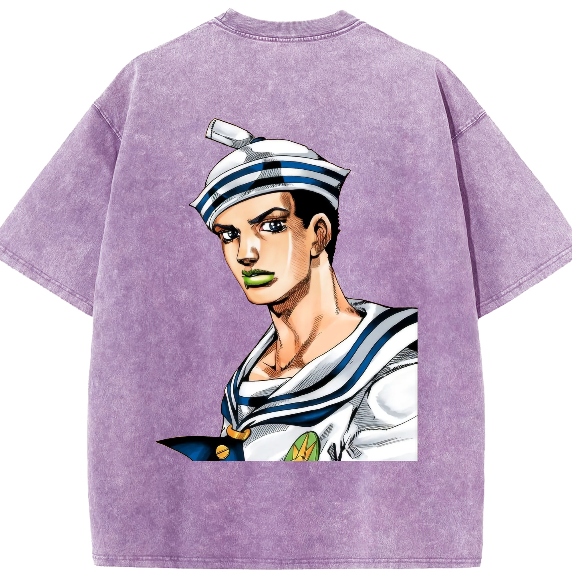 （画像用） ジョジョの奇妙な冒険 東方定助 JoJo's Bizarre Adventure Higashikata Josuke 綿100% ヴィンテージ風 半袖Tシャツ（背面プリント）