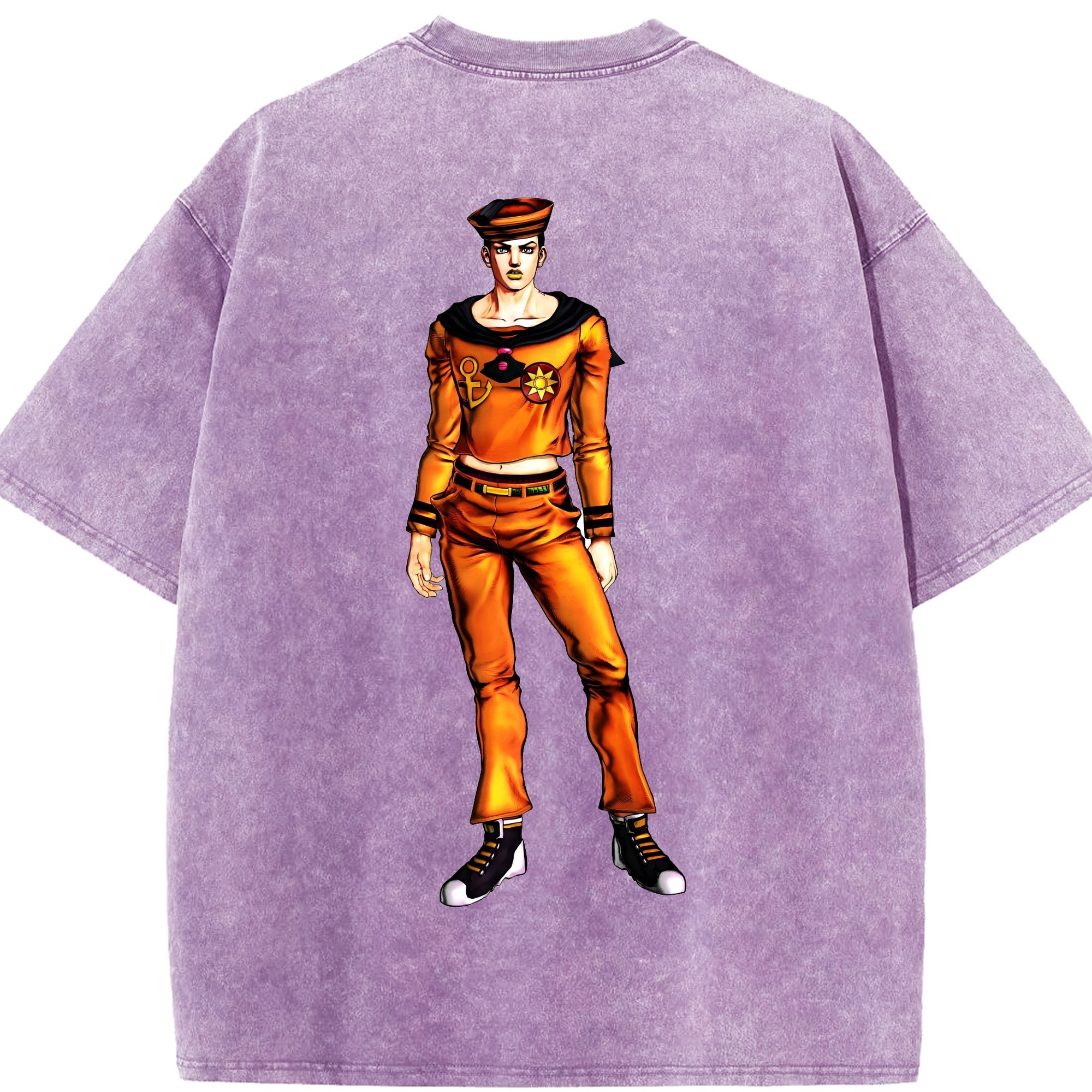 （画像用） ジョジョの奇妙な冒険 東方定助 JoJo's Bizarre Adventure Higashikata Josuke 綿100% ヴィンテージ風 半袖Tシャツ（背面プリント）