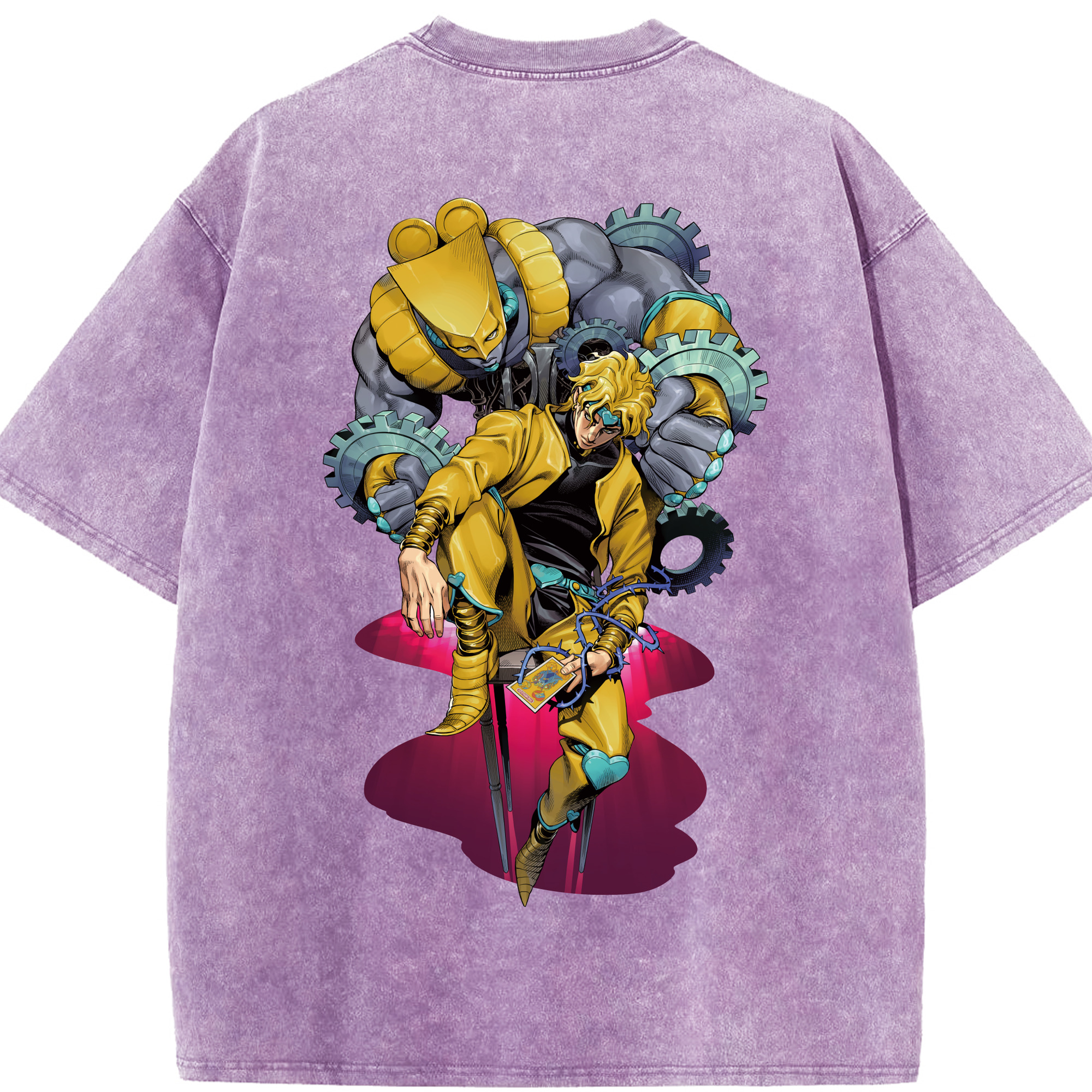 （画像用） ジョジョの奇妙な冒険 ディオ?ブランドー JoJo's Bizarre Adventure Dio Brando 綿100% ヴィンテージ風 半袖Tシャツ（背面プリント）