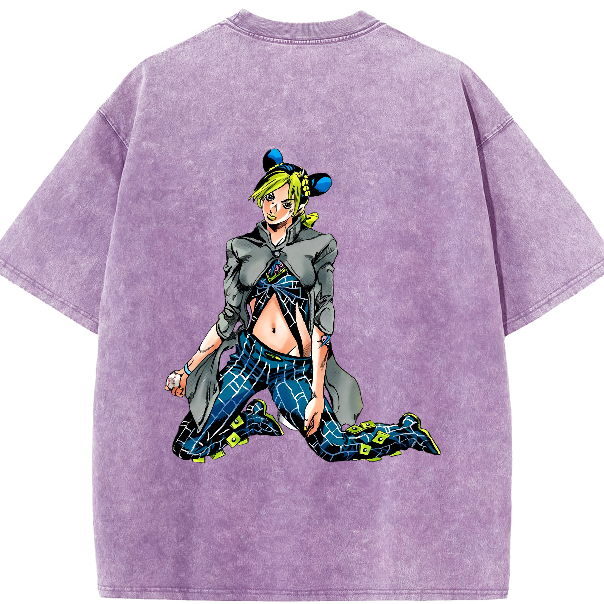 （画像用） "ジョジョの奇妙な冒険 くうじょう ジョリーン JoJo's Bizarre Adventure Jolyne Cujoh " 綿100% ヴィンテージ風 半袖Tシャツ（背面プリント）