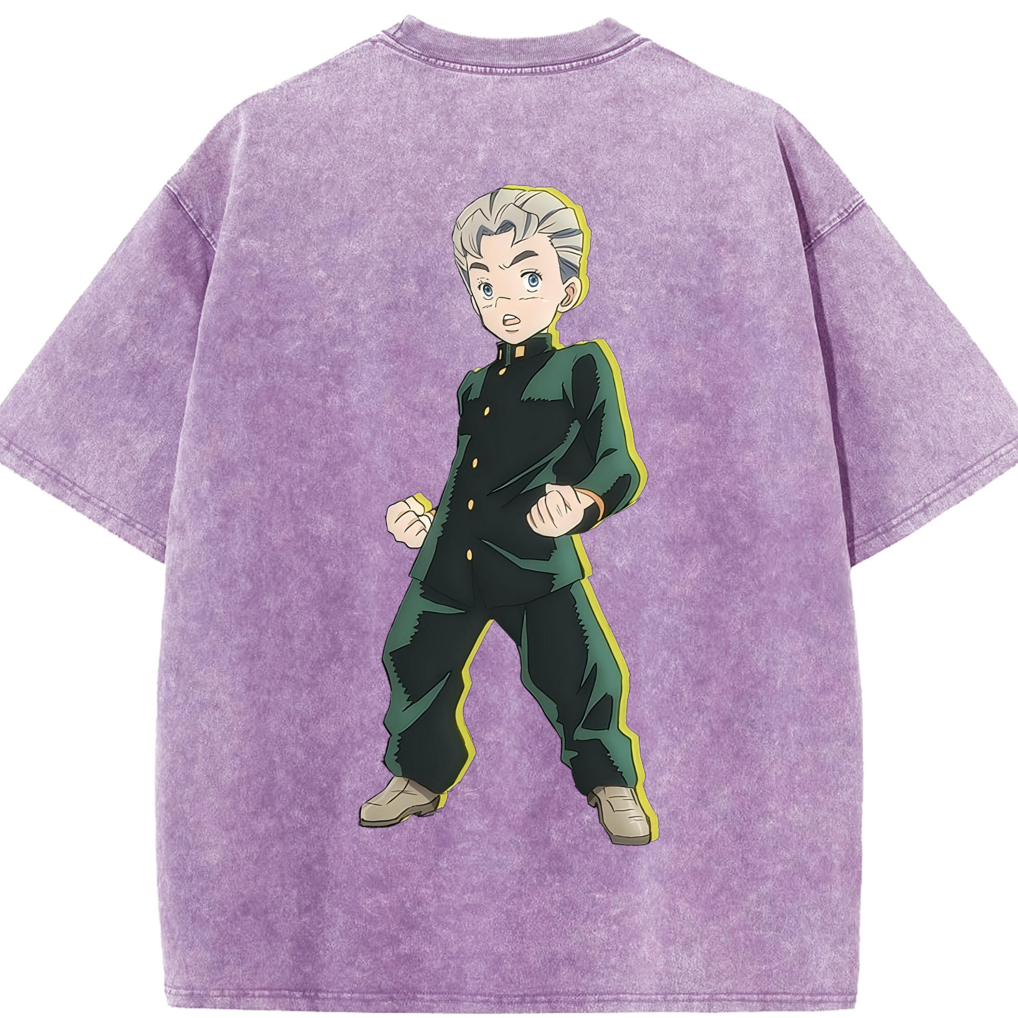 （画像用） ジョジョの奇妙な冒険 広瀨康一 JoJo's Bizarre Adventure Hirose Koichi 綿100% ヴィンテージ風 半袖Tシャツ（背面プリント）