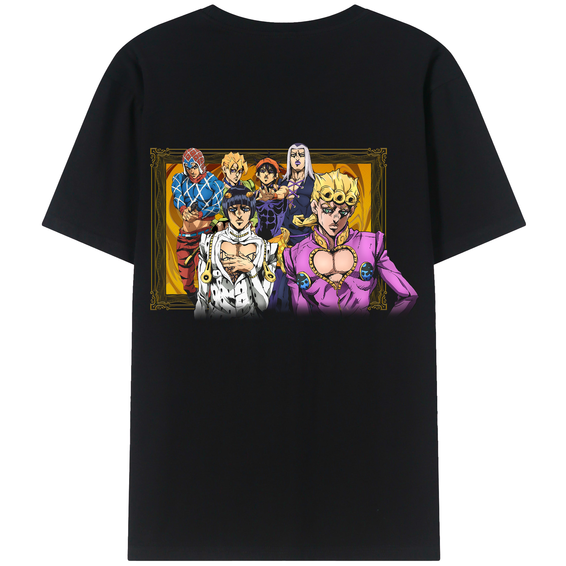 （画像用） ジョジョの奇妙な冒険 ジョルノ?ジョバァーナ JoJo's Bizarre Adventure Giorno Giovanna 綿100％ メンズ半袖Tシャツ（バックプリント） 通気性