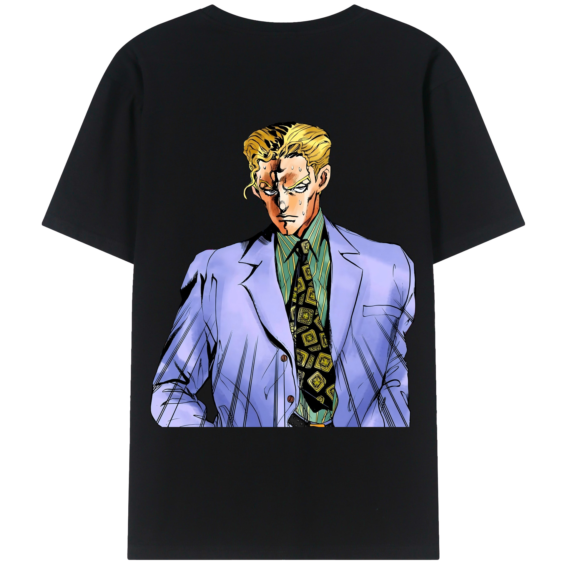 （画像用） ジョジョの奇妙な冒険 きら よしかげ JoJo's Bizarre Adventure Kira Yoshikage 綿100％ メンズ半袖Tシャツ（バックプリント） 通気性