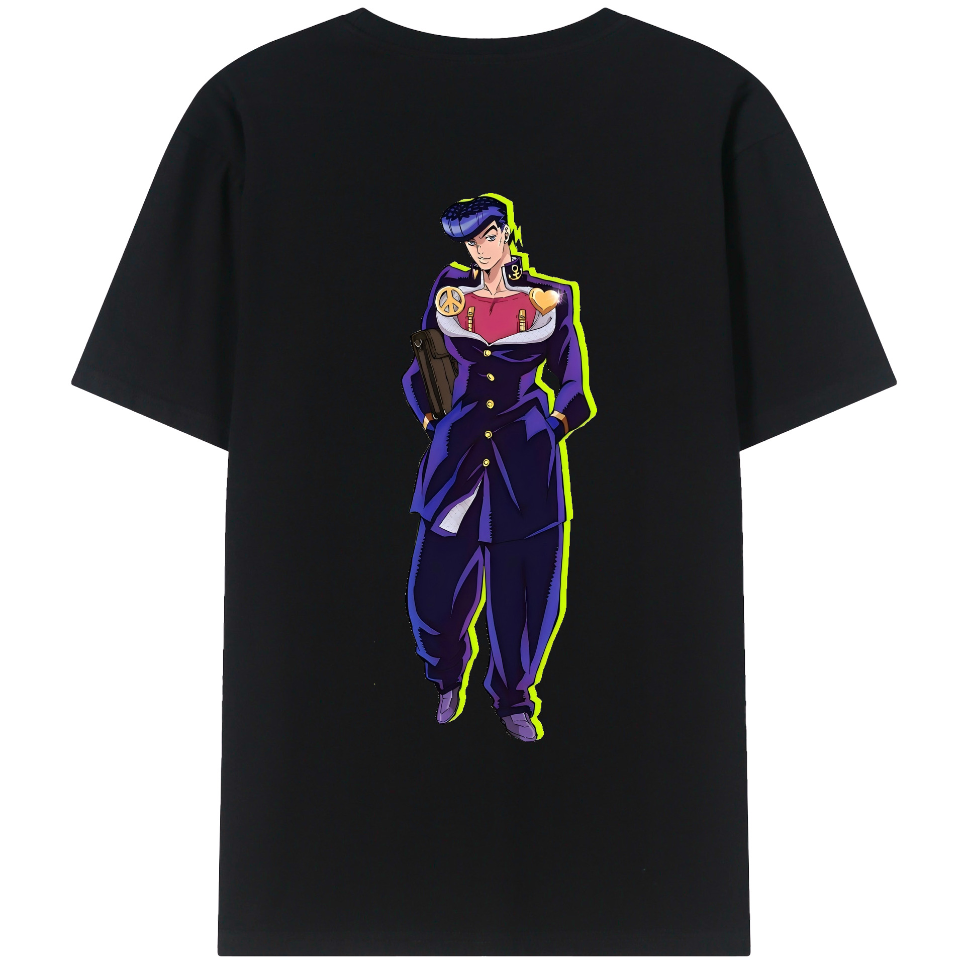（画像用） ジョジョの奇妙な冒険 ひがしかた じょうすけ JoJo's Bizarre Adventure Higashikata Josuke 綿100％ メンズ半袖Tシャツ（バックプリント） 通気性
