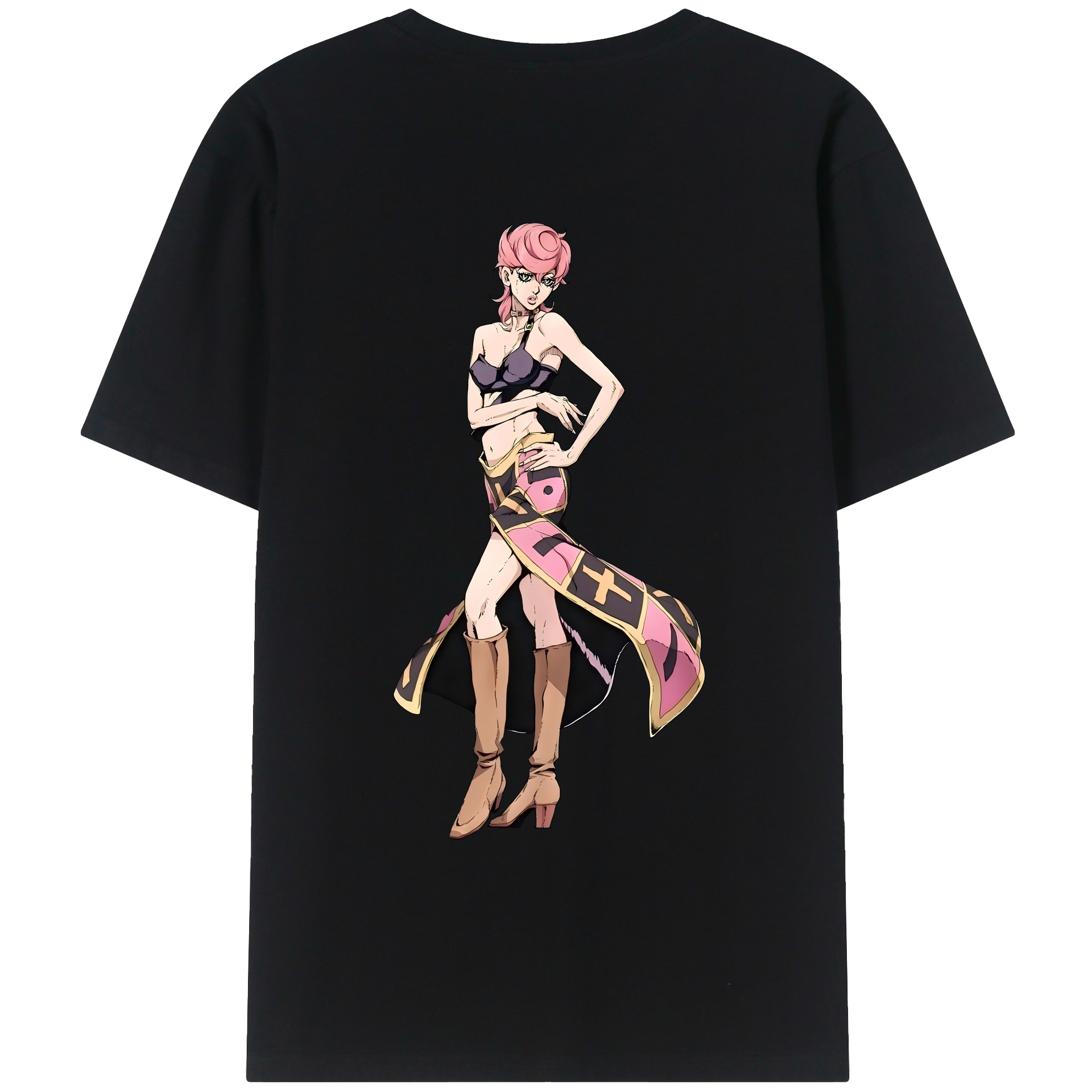 （画像用） ジョジョの奇妙な冒険 トリッシュ?ウナ JoJo's Bizarre Adventure Trish Una 綿100％ メンズ半袖Tシャツ（バックプリント） 通気性