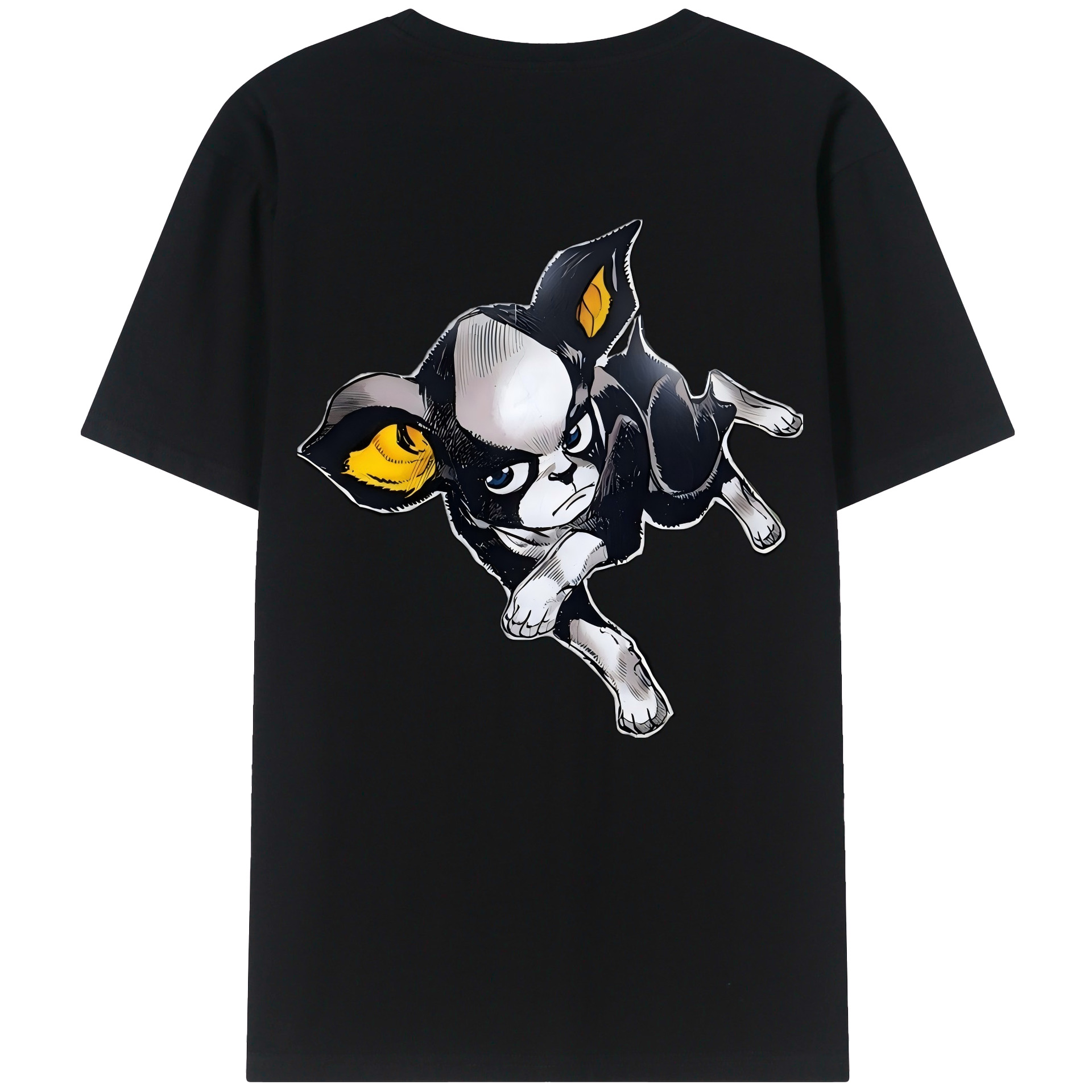 （画像用） ジョジョの奇妙な冒険 イギー JoJo's Bizarre Adventure Iggy 綿100％ メンズ半袖Tシャツ（バックプリント） 通気性