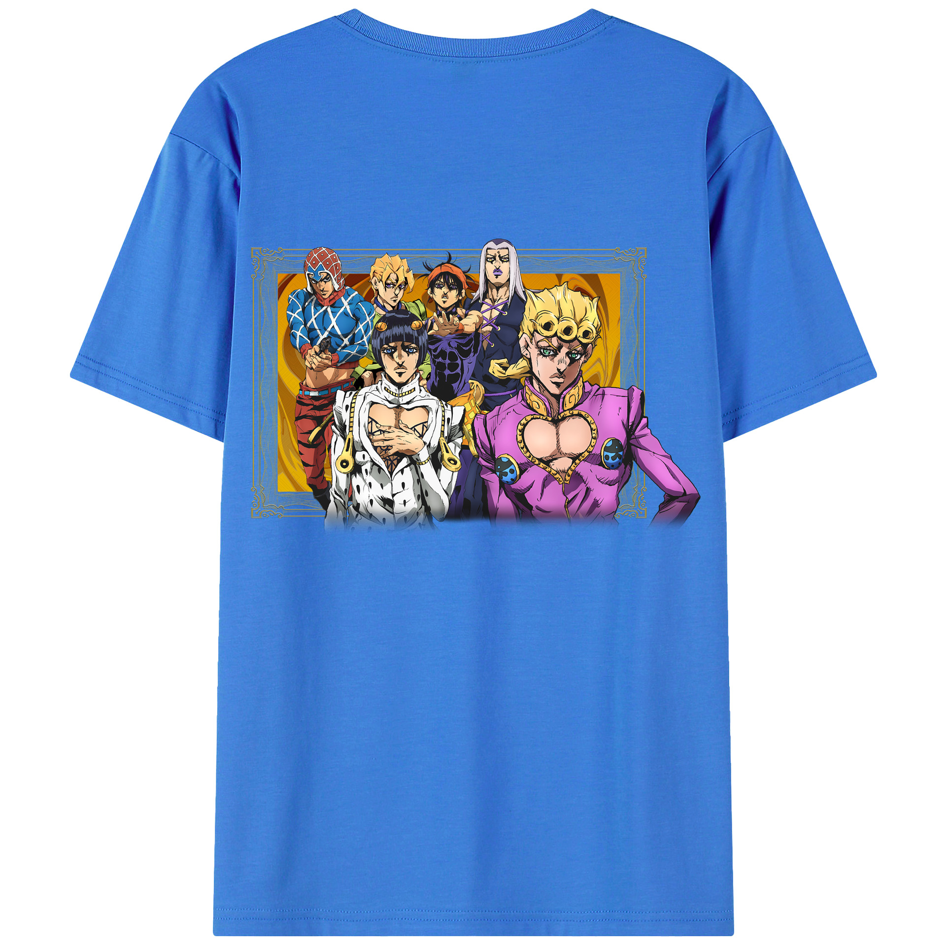 （画像用） ジョジョの奇妙な冒険 ジョルノ?ジョバァーナ JoJo's Bizarre Adventure Giorno Giovanna 綿100％ メンズ半袖Tシャツ（バックプリント） 通気性