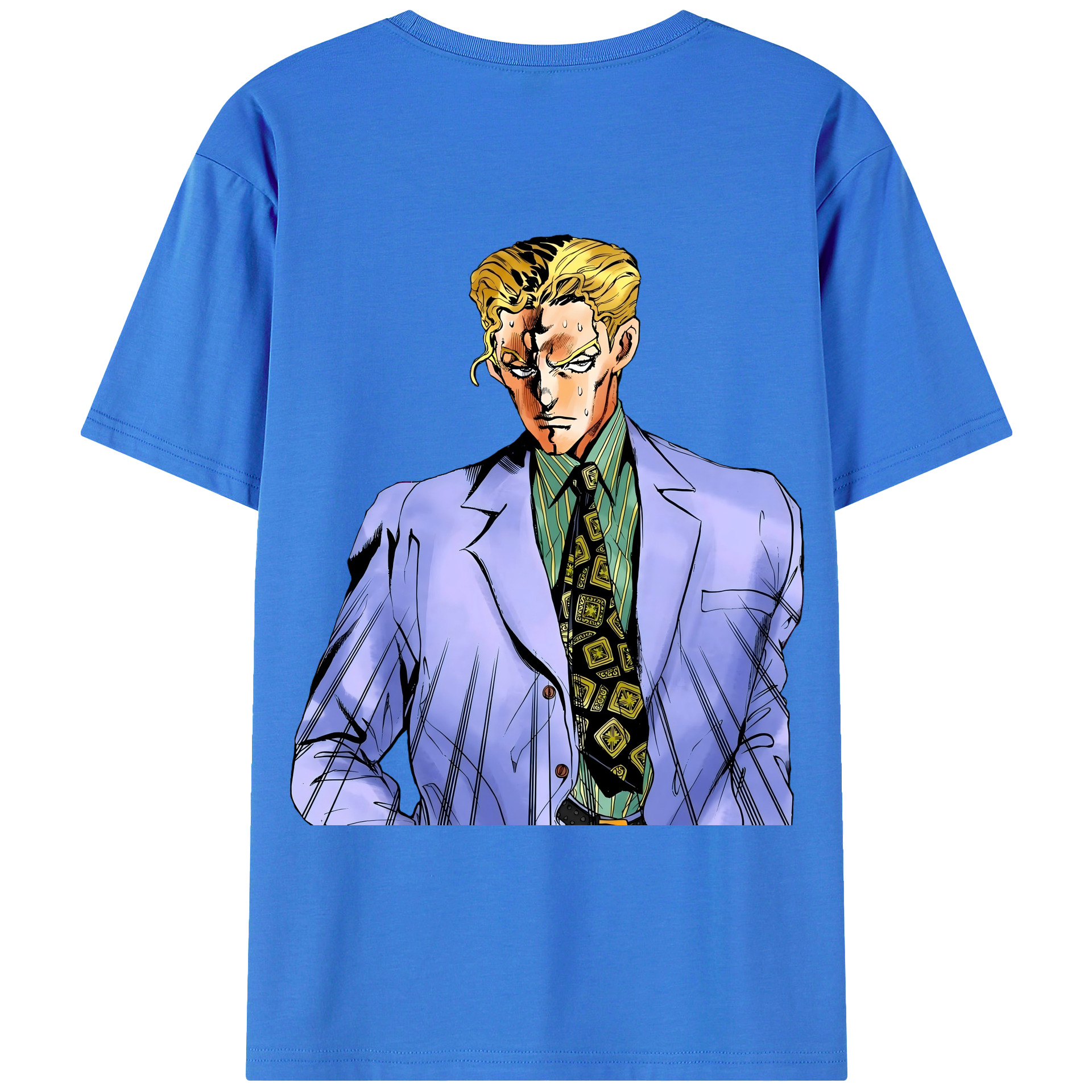 （画像用） ジョジョの奇妙な冒険 きら よしかげ JoJo's Bizarre Adventure Kira Yoshikage 綿100％ メンズ半袖Tシャツ（バックプリント） 通気性