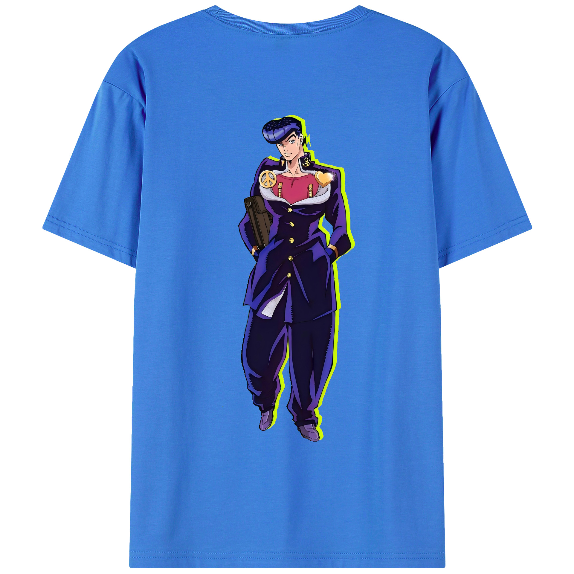 （画像用） ジョジョの奇妙な冒険 ひがしかた じょうすけ JoJo's Bizarre Adventure Higashikata Josuke 綿100％ メンズ半袖Tシャツ（バックプリント） 通気性
