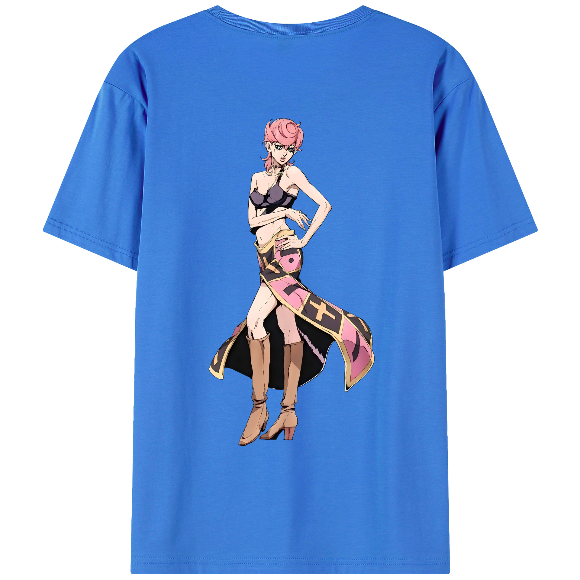 （画像用） ジョジョの奇妙な冒険 トリッシュ?ウナ JoJo's Bizarre Adventure Trish Una 綿100％ メンズ半袖Tシャツ（バックプリント） 通気性