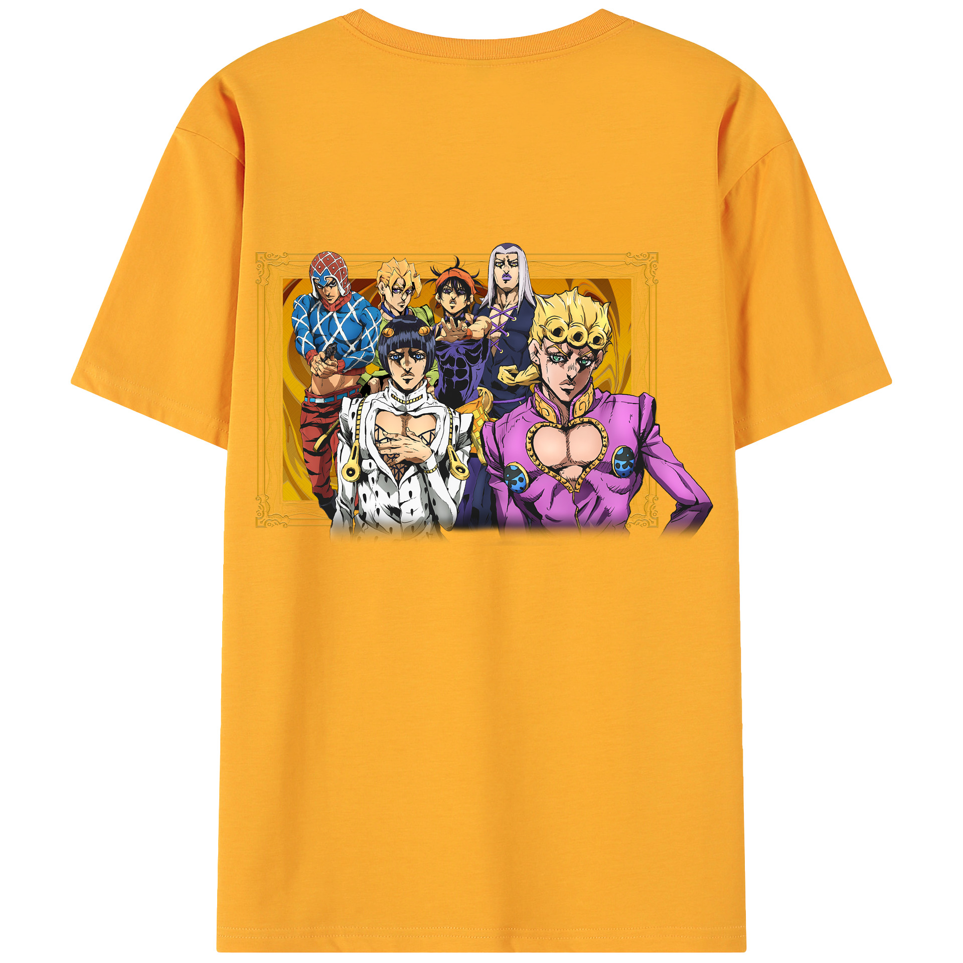 （画像用） ジョジョの奇妙な冒険 ジョルノ?ジョバァーナ JoJo's Bizarre Adventure Giorno Giovanna 綿100％ メンズ半袖Tシャツ（バックプリント） 通気性