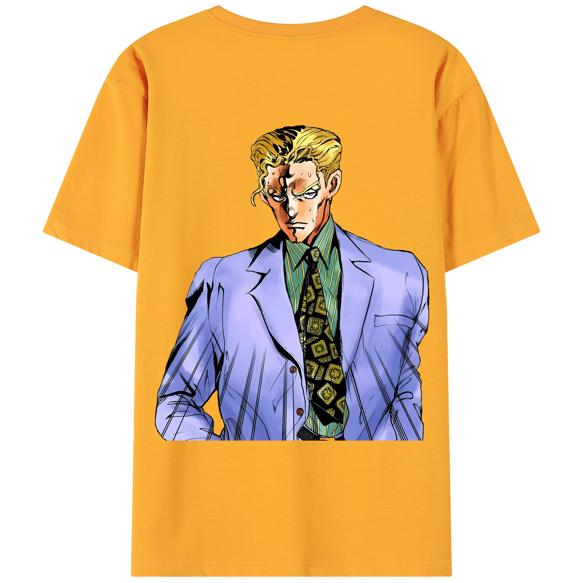 （画像用） ジョジョの奇妙な冒険 きら よしかげ JoJo's Bizarre Adventure Kira Yoshikage 綿100％ メンズ半袖Tシャツ（バックプリント） 通気性