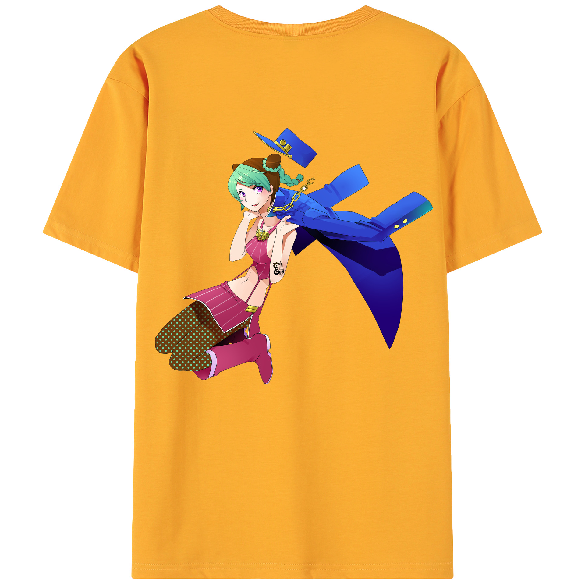 （画像用） "ジョジョの奇妙な冒険 くうじょう ジョリーン JoJo's Bizarre Adventure Jolyne Cujoh " 綿100％ メンズ半袖Tシャツ（バックプリント） 通気性