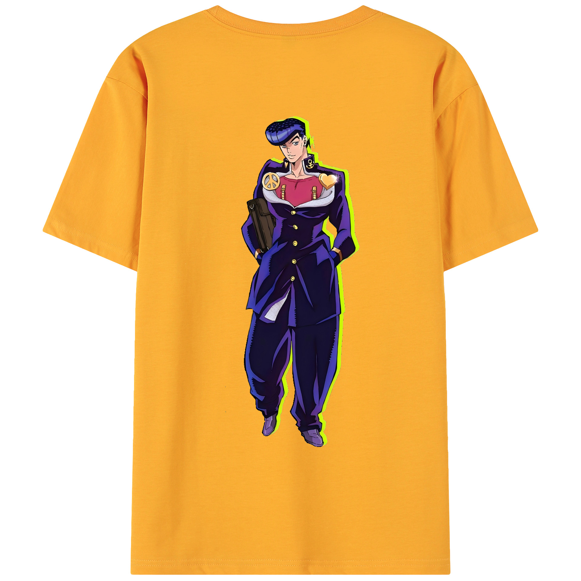 （画像用） ジョジョの奇妙な冒険 ひがしかた じょうすけ JoJo's Bizarre Adventure Higashikata Josuke 綿100％ メンズ半袖Tシャツ（バックプリント） 通気性