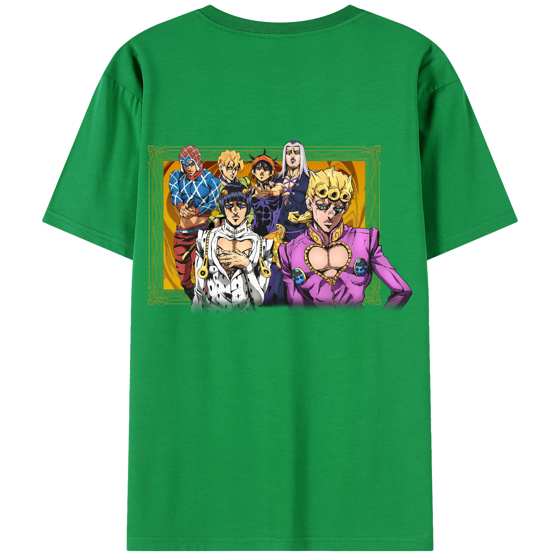 （画像用） ジョジョの奇妙な冒険 ジョルノ?ジョバァーナ JoJo's Bizarre Adventure Giorno Giovanna 綿100％ メンズ半袖Tシャツ（バックプリント） 通気性