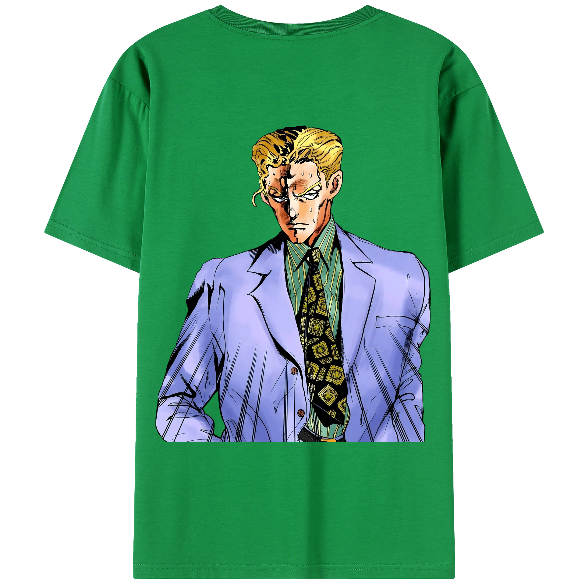 （画像用） ジョジョの奇妙な冒険 きら よしかげ JoJo's Bizarre Adventure Kira Yoshikage 綿100％ メンズ半袖Tシャツ（バックプリント） 通気性