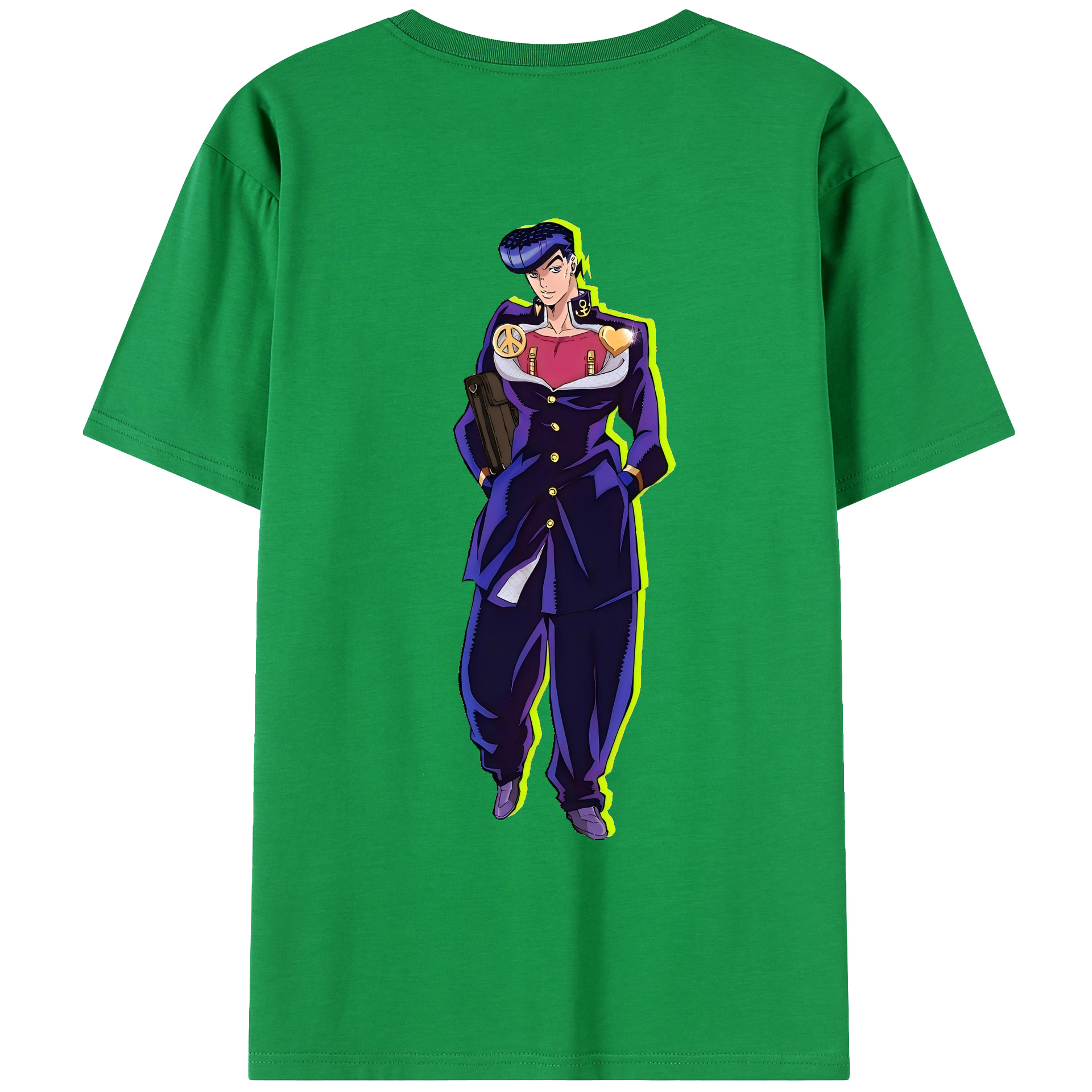 （画像用） ジョジョの奇妙な冒険 ひがしかた じょうすけ JoJo's Bizarre Adventure Higashikata Josuke 綿100％ メンズ半袖Tシャツ（バックプリント） 通気性