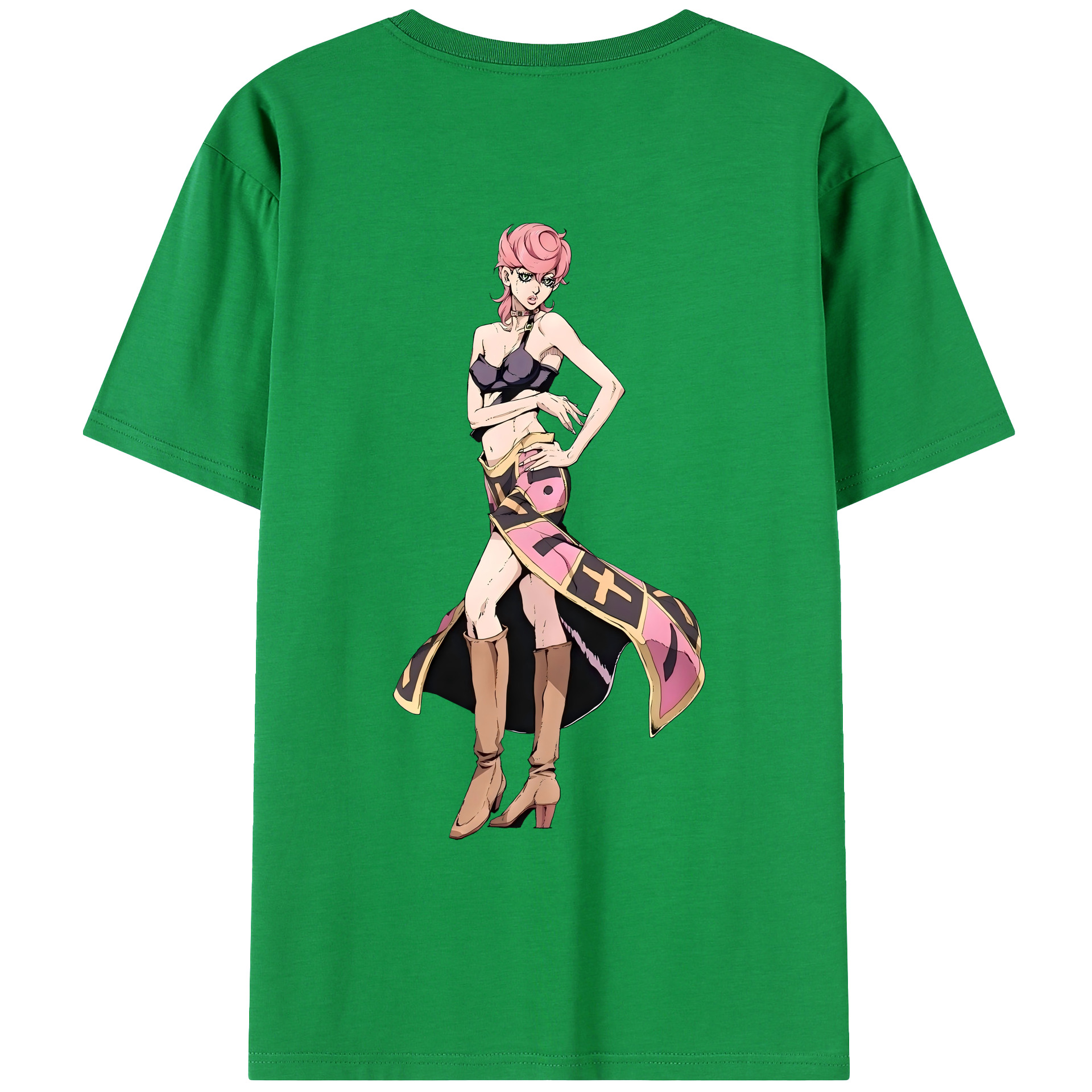 （画像用） ジョジョの奇妙な冒険 トリッシュ?ウナ JoJo's Bizarre Adventure Trish Una 綿100％ メンズ半袖Tシャツ（バックプリント） 通気性