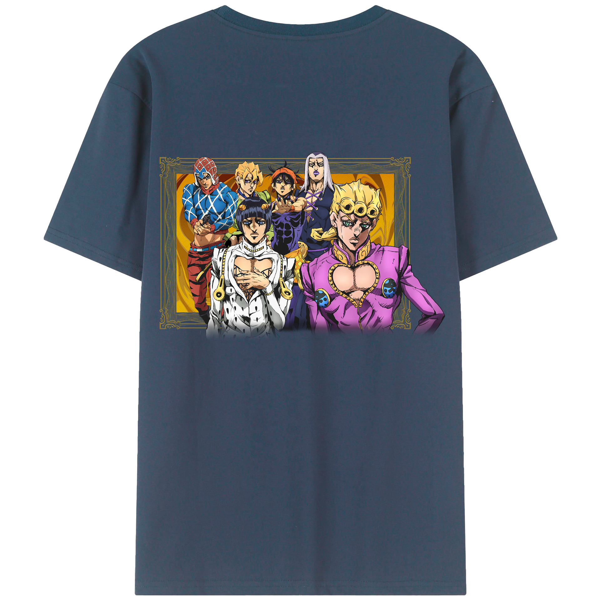 （画像用） ジョジョの奇妙な冒険 ジョルノ?ジョバァーナ JoJo's Bizarre Adventure Giorno Giovanna 綿100％ メンズ半袖Tシャツ（バックプリント） 通気性