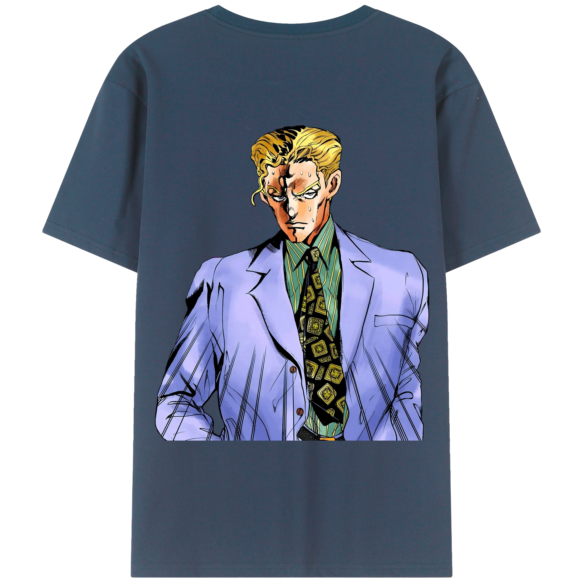 （画像用） ジョジョの奇妙な冒険 きら よしかげ JoJo's Bizarre Adventure Kira Yoshikage 綿100％ メンズ半袖Tシャツ（バックプリント） 通気性