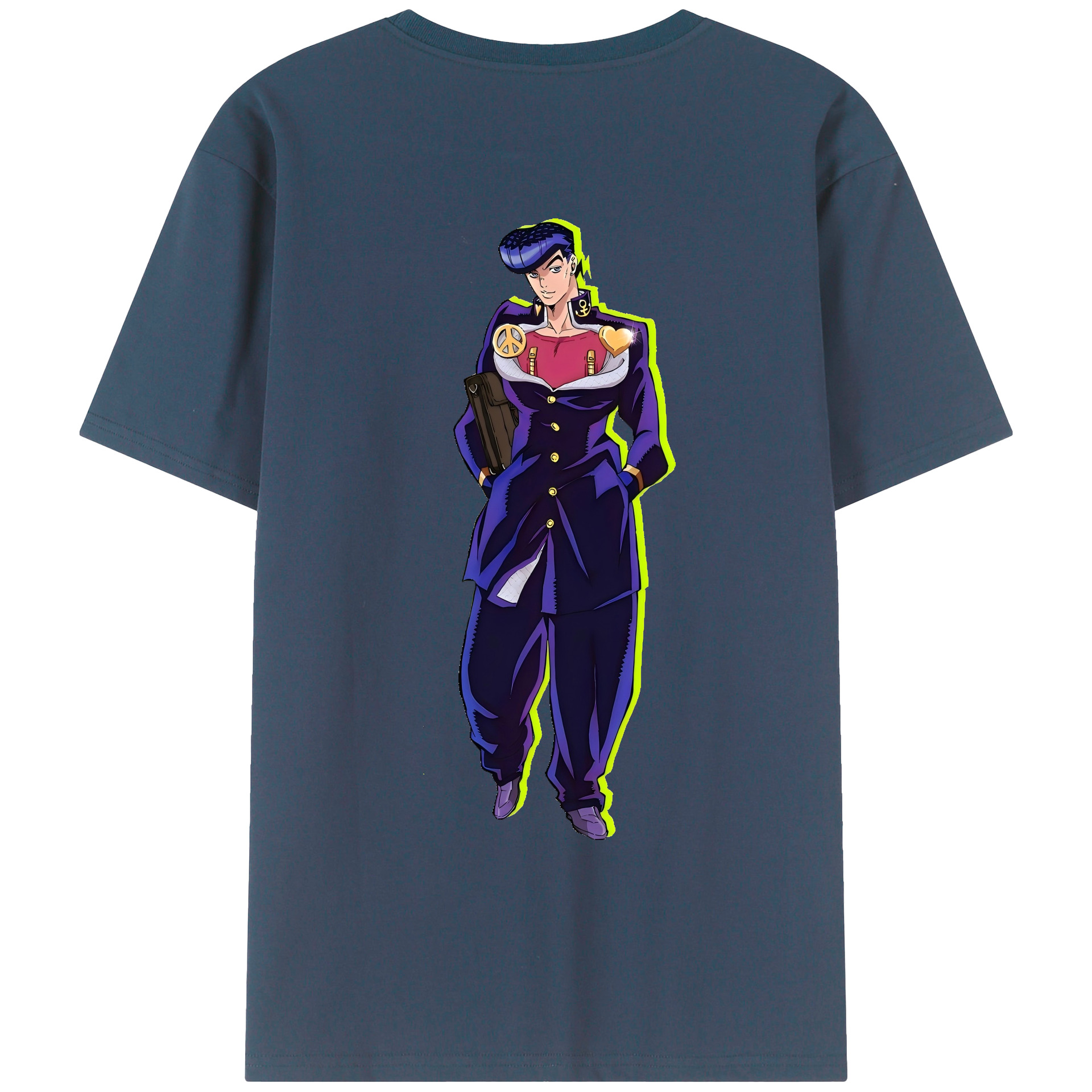 （画像用） ジョジョの奇妙な冒険 ひがしかた じょうすけ JoJo's Bizarre Adventure Higashikata Josuke 綿100％ メンズ半袖Tシャツ（バックプリント） 通気性