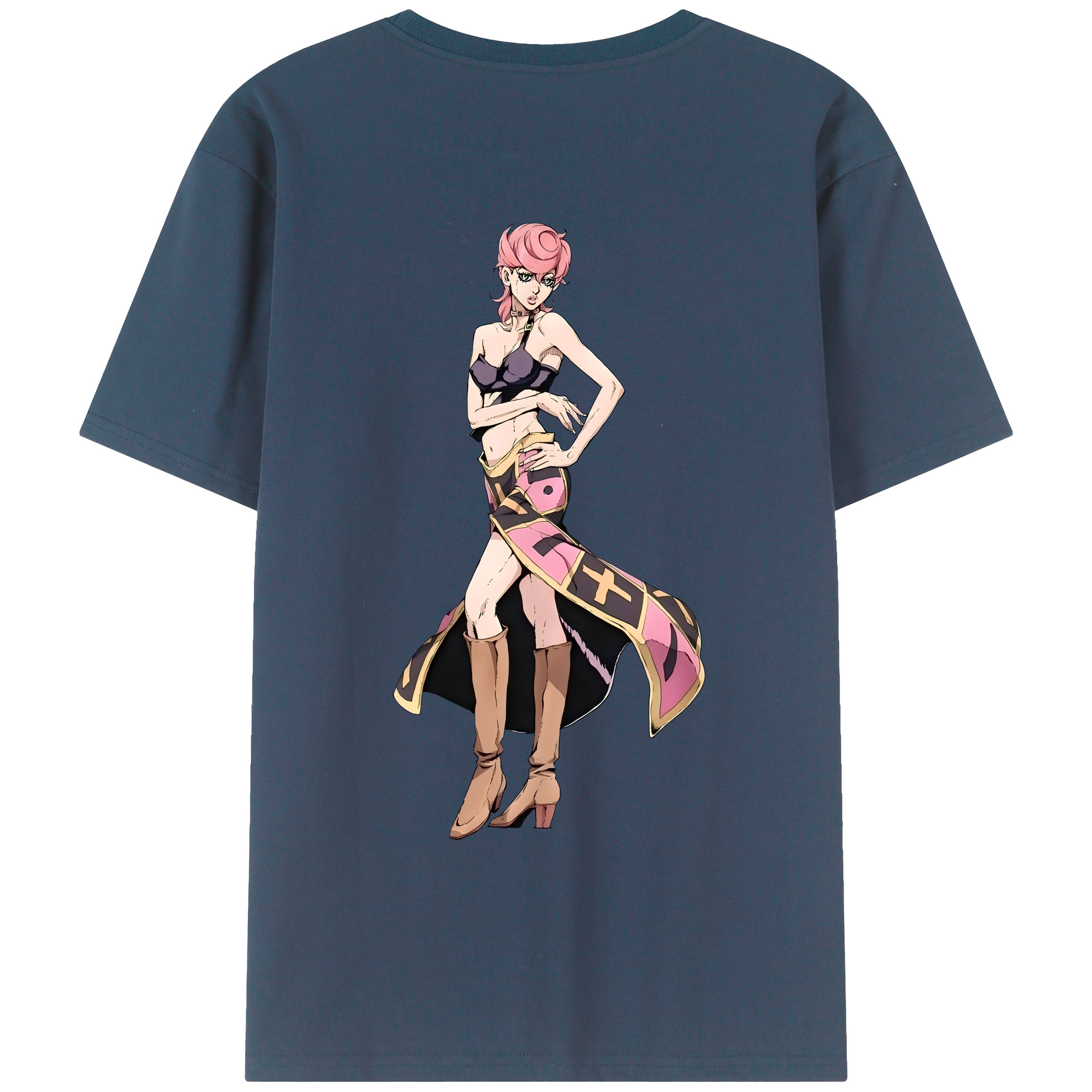 （画像用） ジョジョの奇妙な冒険 トリッシュ?ウナ JoJo's Bizarre Adventure Trish Una 綿100％ メンズ半袖Tシャツ（バックプリント） 通気性