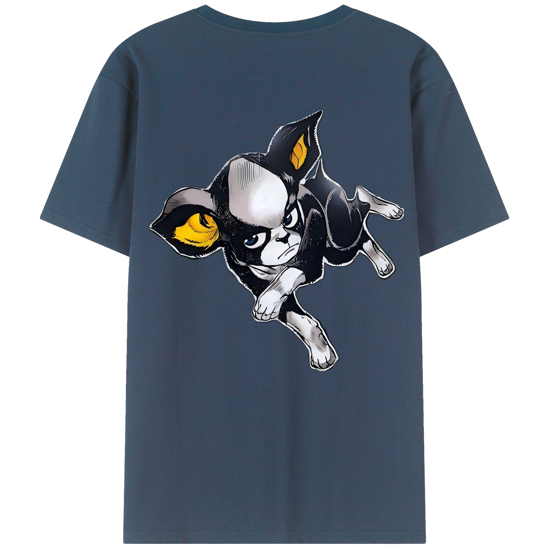 （画像用） ジョジョの奇妙な冒険 イギー JoJo's Bizarre Adventure Iggy 綿100％ メンズ半袖Tシャツ（バックプリント） 通気性