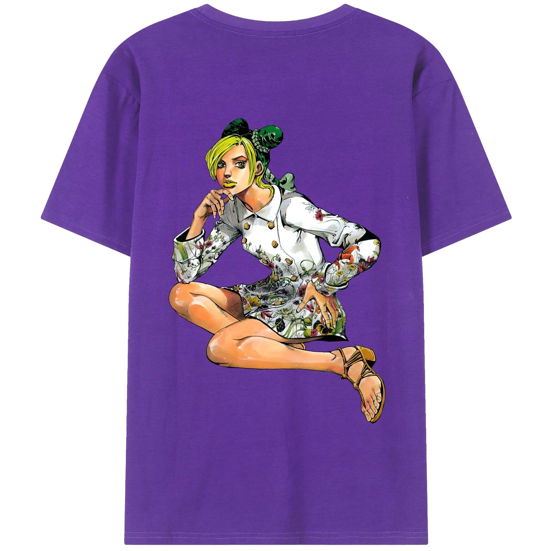 （画像用） "ジョジョの奇妙な冒険 くうじょう ジョリーン JoJo's Bizarre Adventure Jolyne Cujoh " 綿100％ メンズ半袖Tシャツ（バックプリント） 通気性