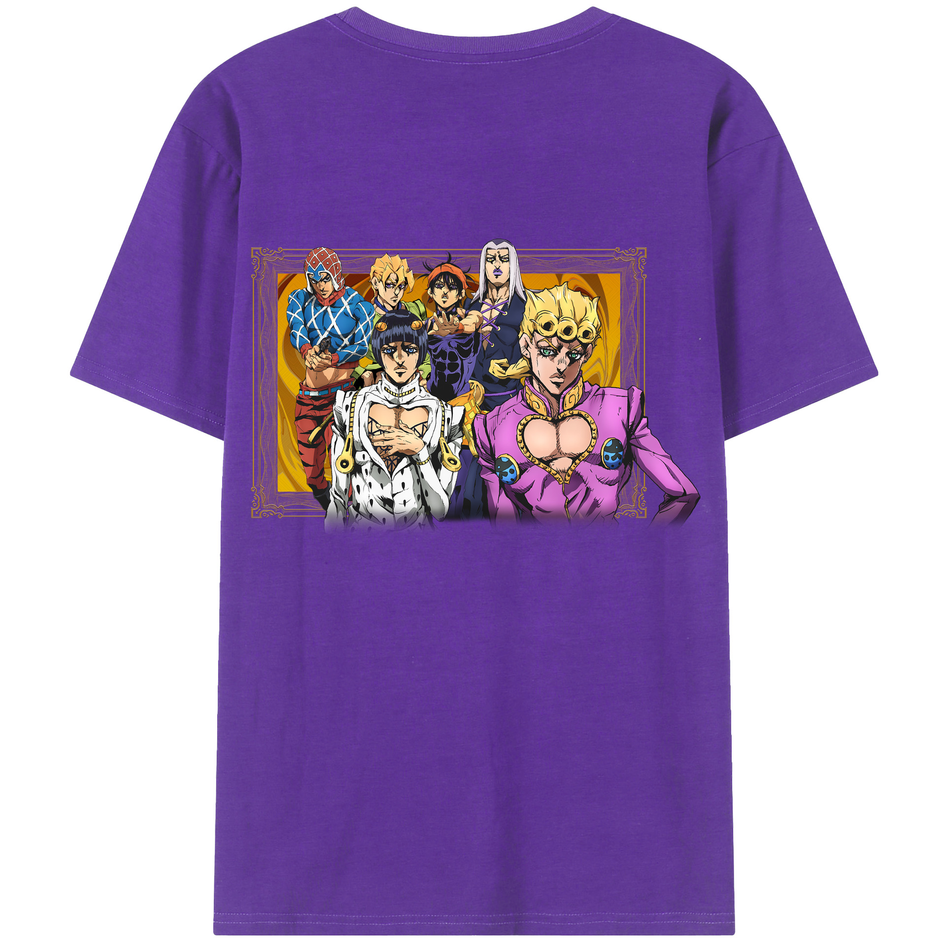 （画像用） ジョジョの奇妙な冒険 ジョルノ?ジョバァーナ JoJo's Bizarre Adventure Giorno Giovanna 綿100％ メンズ半袖Tシャツ（バックプリント） 通気性