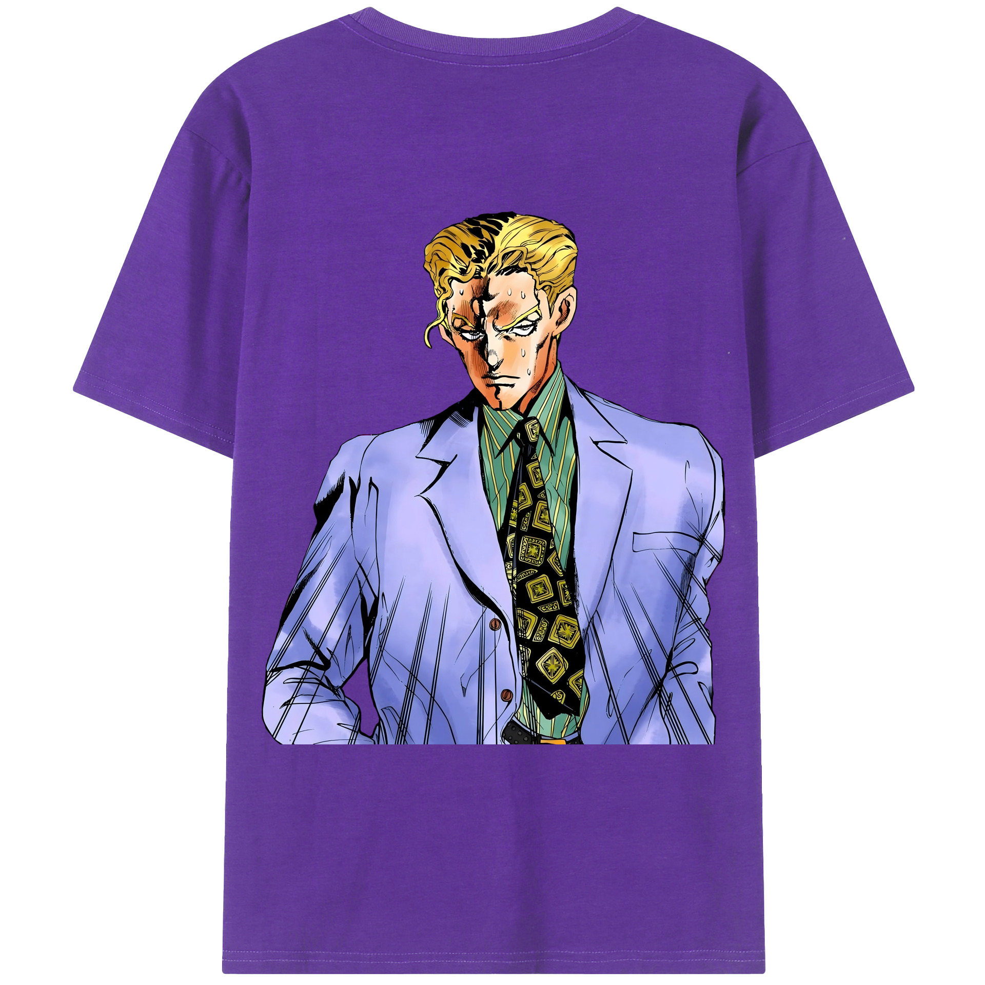 （画像用） ジョジョの奇妙な冒険 きら よしかげ JoJo's Bizarre Adventure Kira Yoshikage 綿100％ メンズ半袖Tシャツ（バックプリント） 通気性