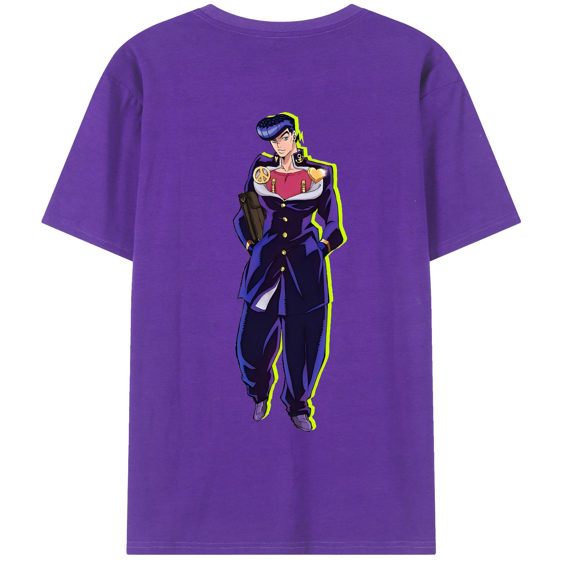 （画像用） ジョジョの奇妙な冒険 ひがしかた じょうすけ JoJo's Bizarre Adventure Higashikata Josuke 綿100％ メンズ半袖Tシャツ（バックプリント） 通気性