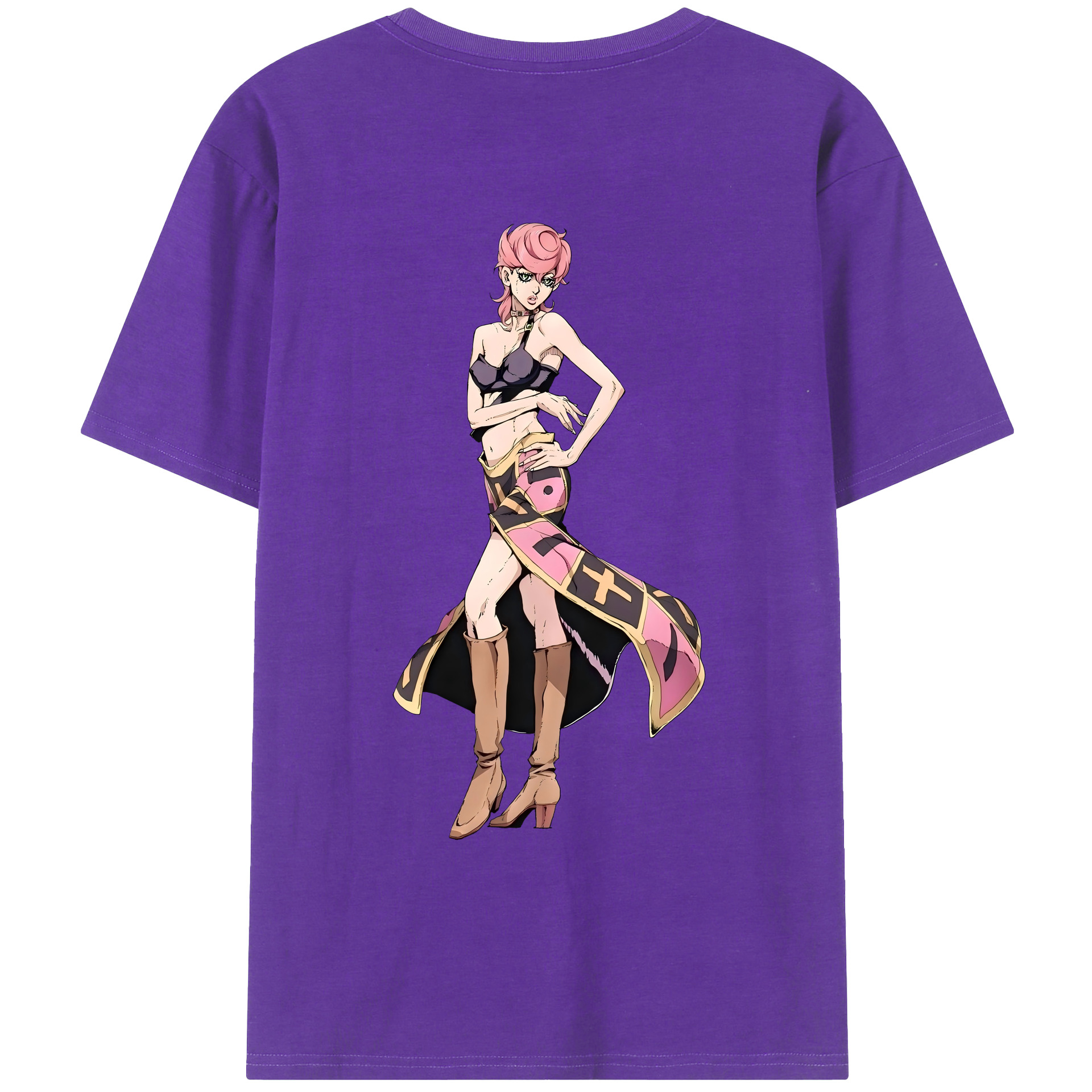 （画像用） ジョジョの奇妙な冒険 トリッシュ?ウナ JoJo's Bizarre Adventure Trish Una 綿100％ メンズ半袖Tシャツ（バックプリント） 通気性