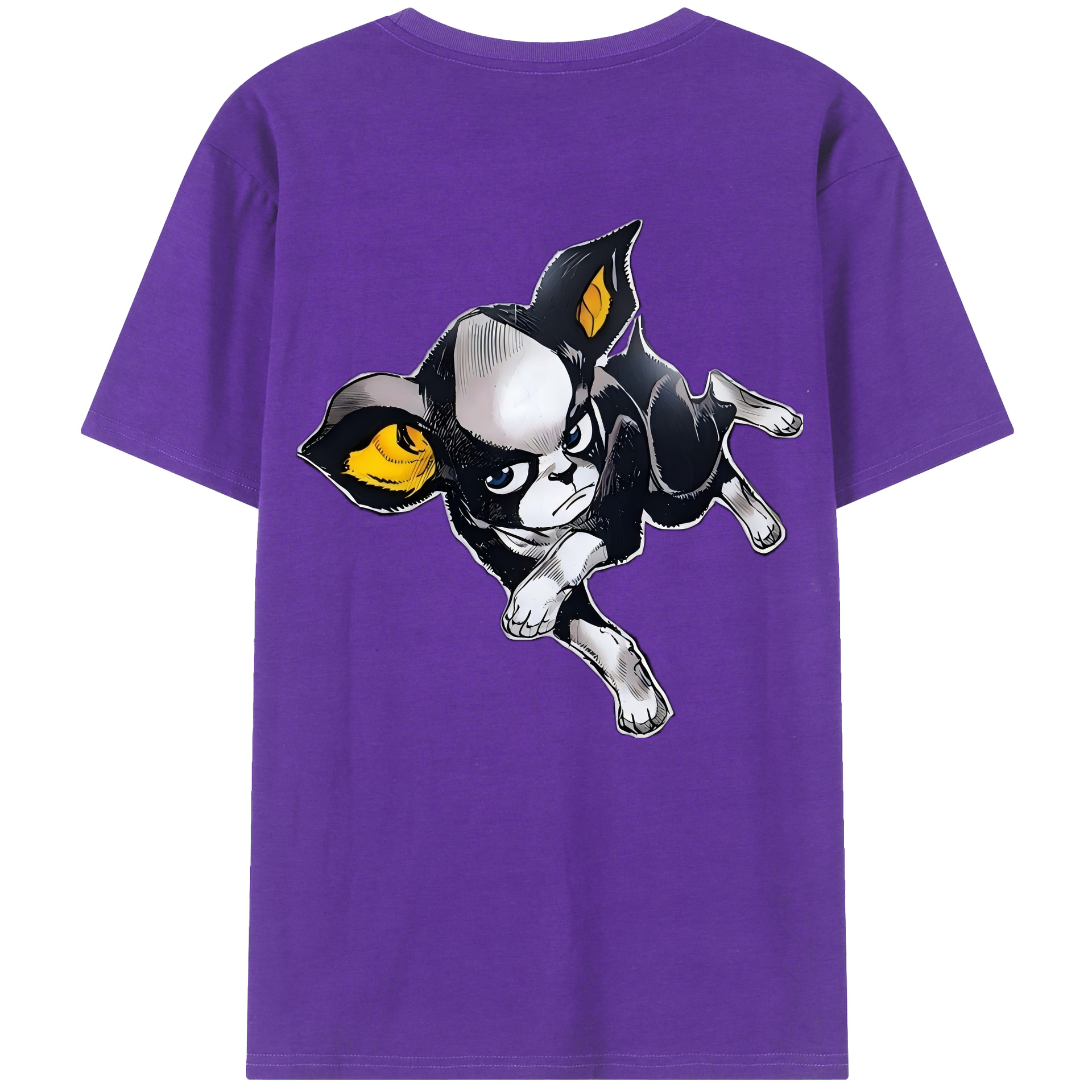 （画像用） ジョジョの奇妙な冒険 イギー JoJo's Bizarre Adventure Iggy 綿100％ メンズ半袖Tシャツ（バックプリント） 通気性