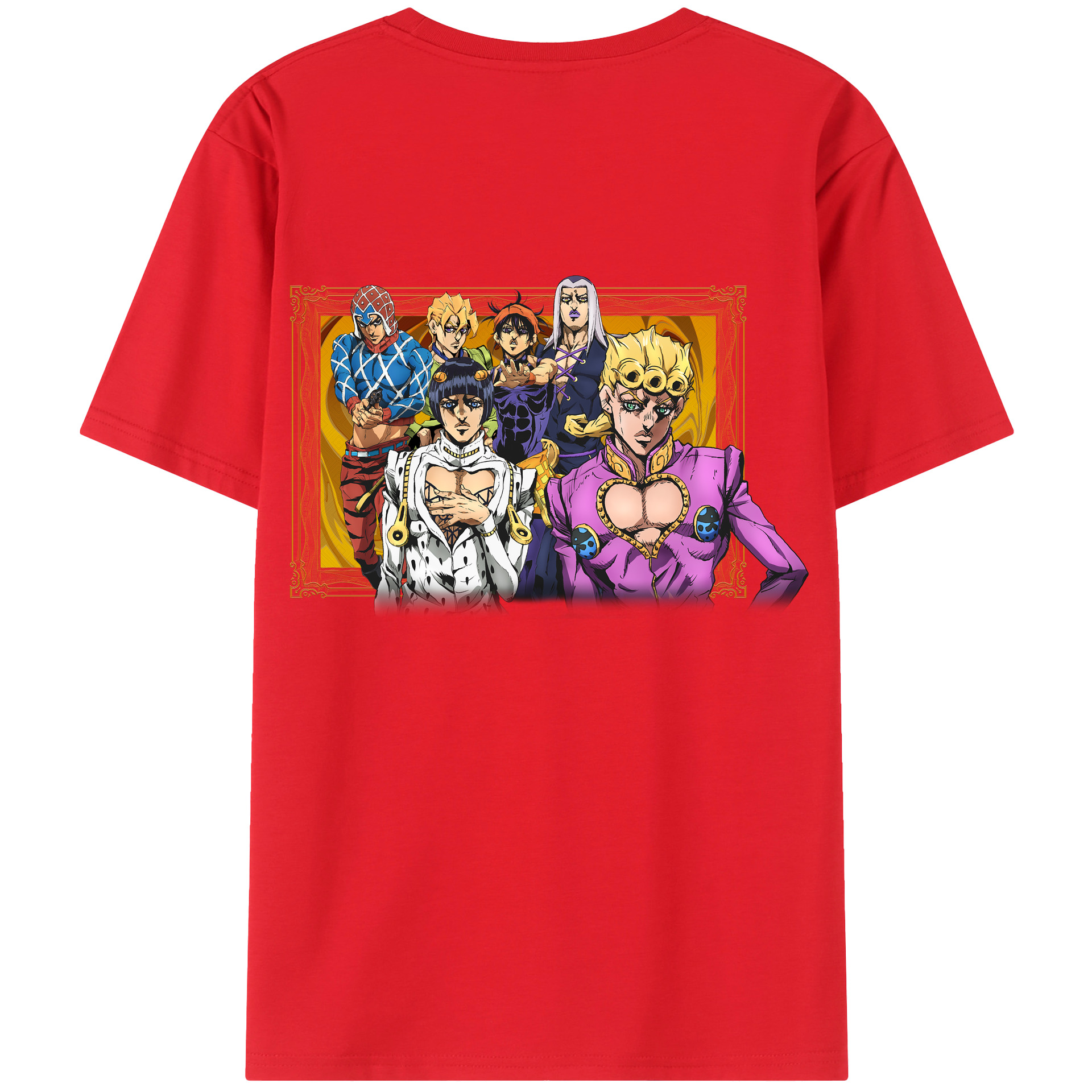 （画像用） ジョジョの奇妙な冒険 ジョルノ?ジョバァーナ JoJo's Bizarre Adventure Giorno Giovanna 綿100％ メンズ半袖Tシャツ（バックプリント） 通気性