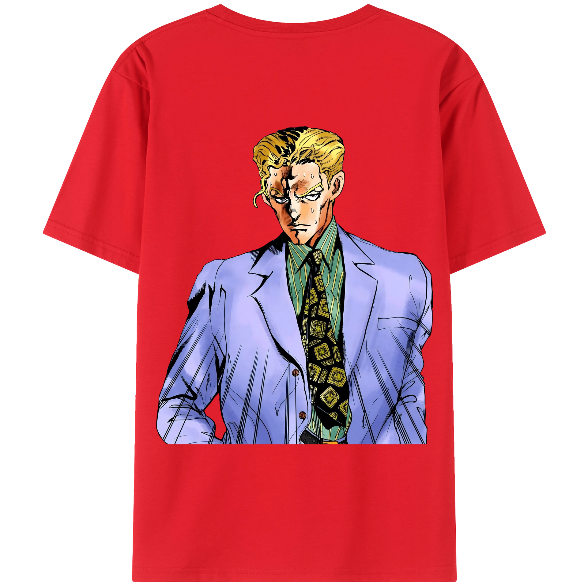 （画像用） ジョジョの奇妙な冒険 きら よしかげ JoJo's Bizarre Adventure Kira Yoshikage 綿100％ メンズ半袖Tシャツ（バックプリント） 通気性