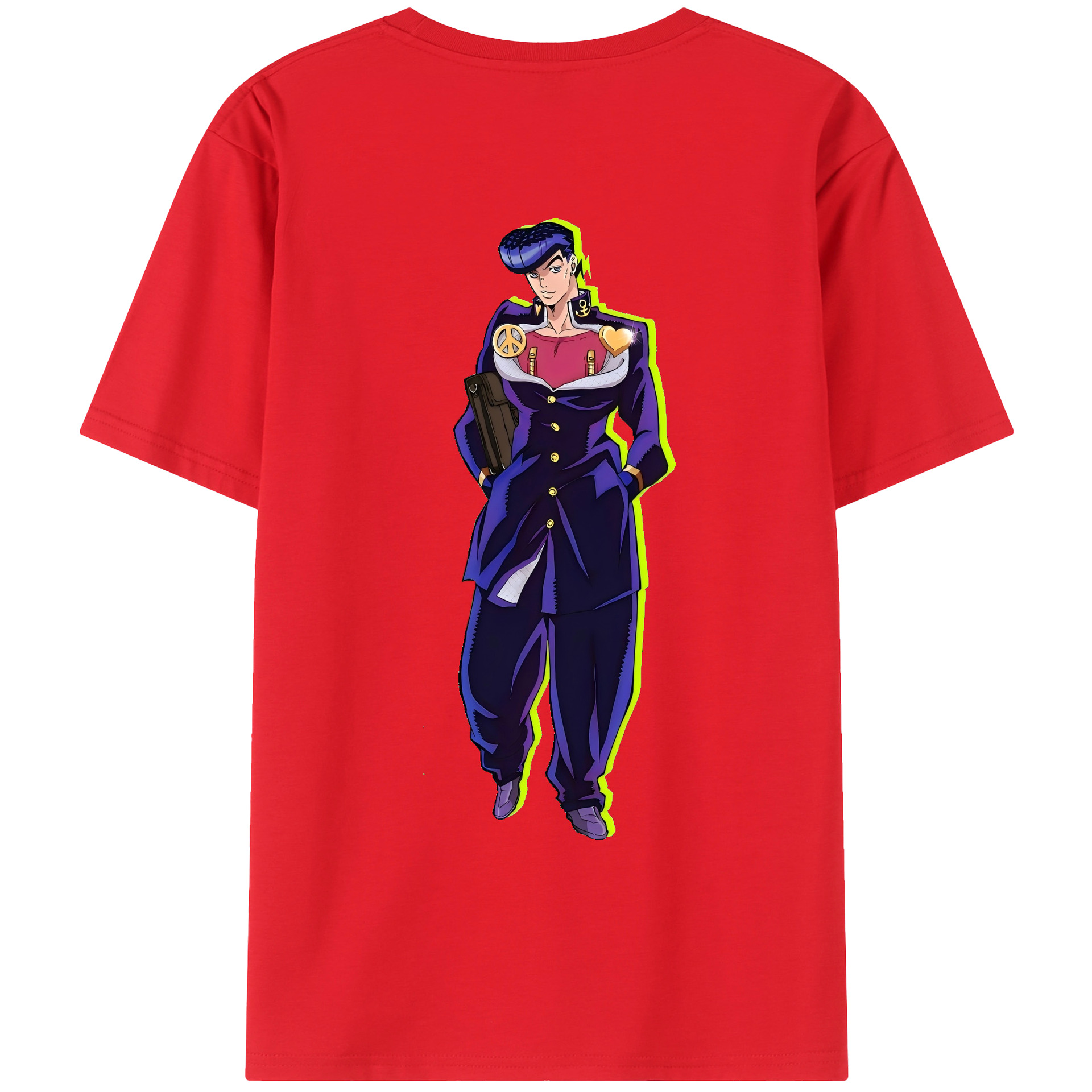 （画像用） ジョジョの奇妙な冒険 ひがしかた じょうすけ JoJo's Bizarre Adventure Higashikata Josuke 綿100％ メンズ半袖Tシャツ（バックプリント） 通気性