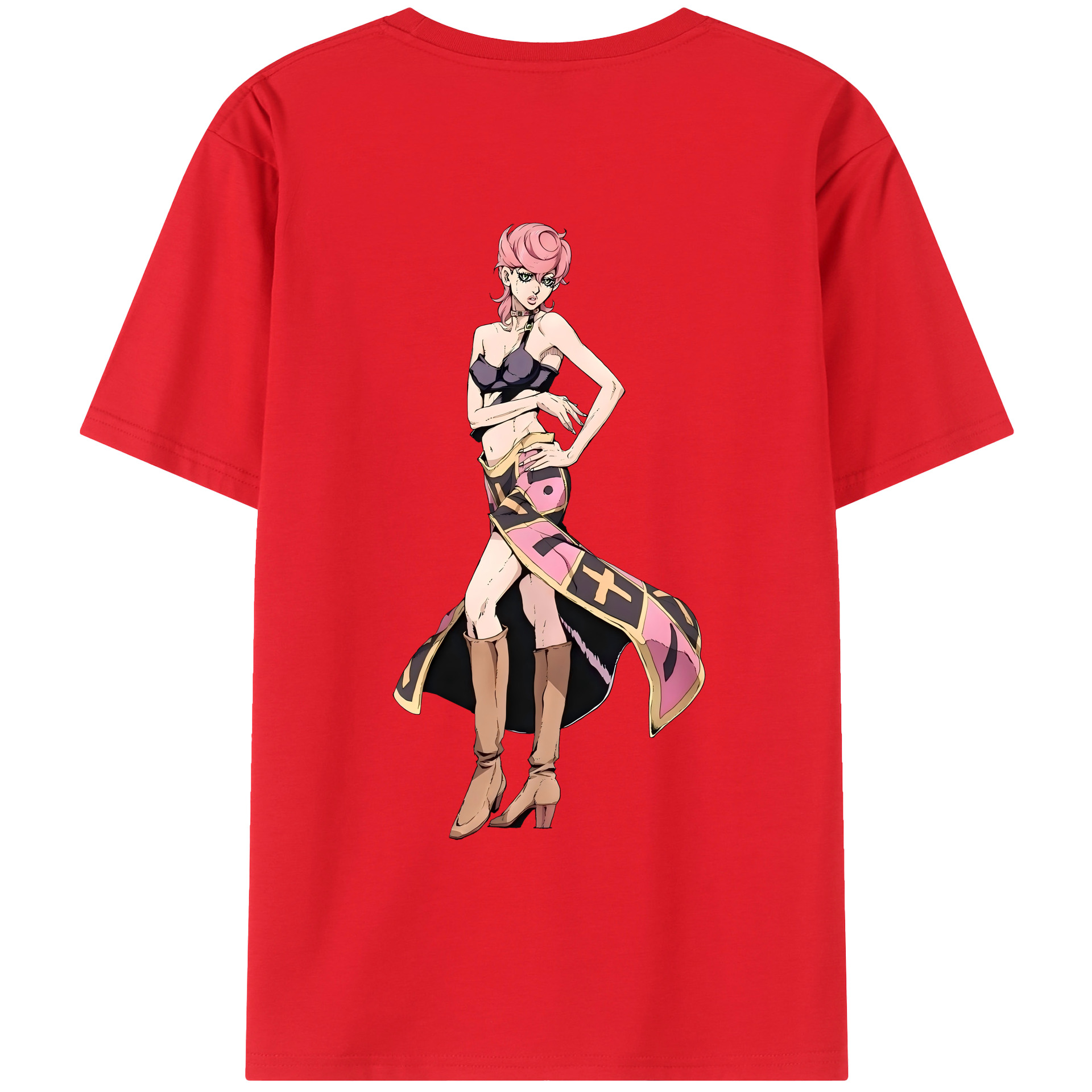 （画像用） ジョジョの奇妙な冒険 トリッシュ?ウナ JoJo's Bizarre Adventure Trish Una 綿100％ メンズ半袖Tシャツ（バックプリント） 通気性