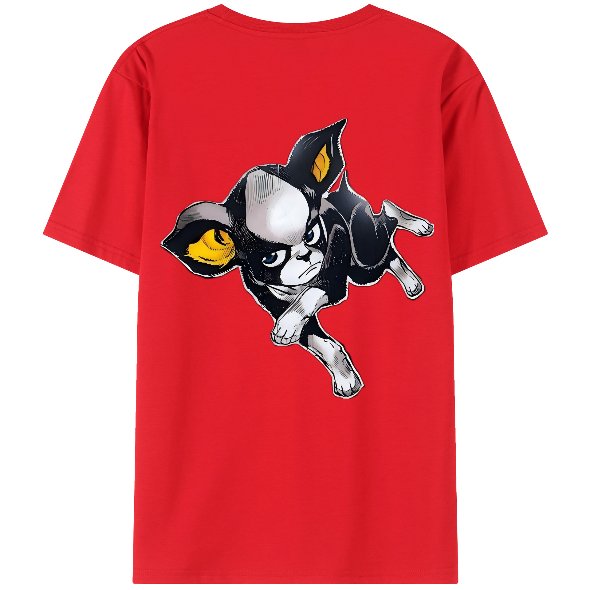 （画像用） ジョジョの奇妙な冒険 イギー JoJo's Bizarre Adventure Iggy 綿100％ メンズ半袖Tシャツ（バックプリント） 通気性