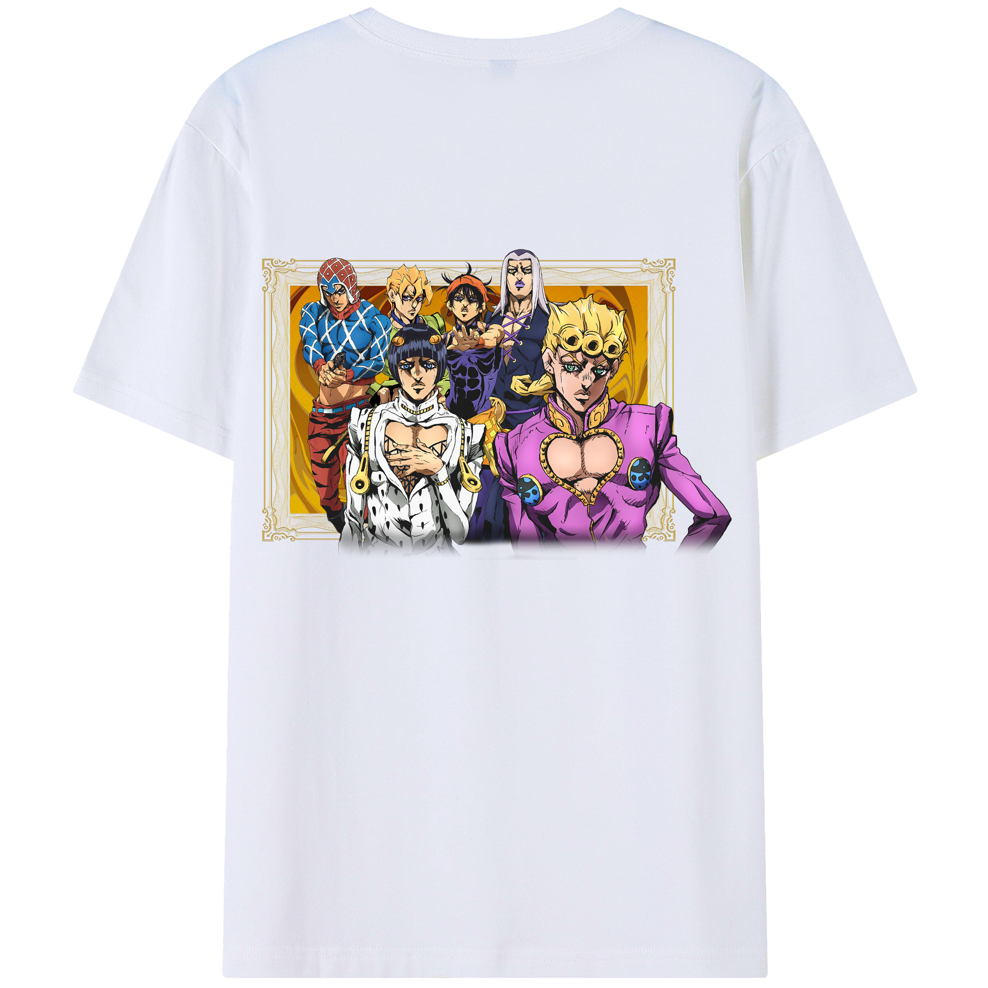 （画像用） ジョジョの奇妙な冒険 ジョルノ?ジョバァーナ JoJo's Bizarre Adventure Giorno Giovanna 綿100％ メンズ半袖Tシャツ（バックプリント） 通気性