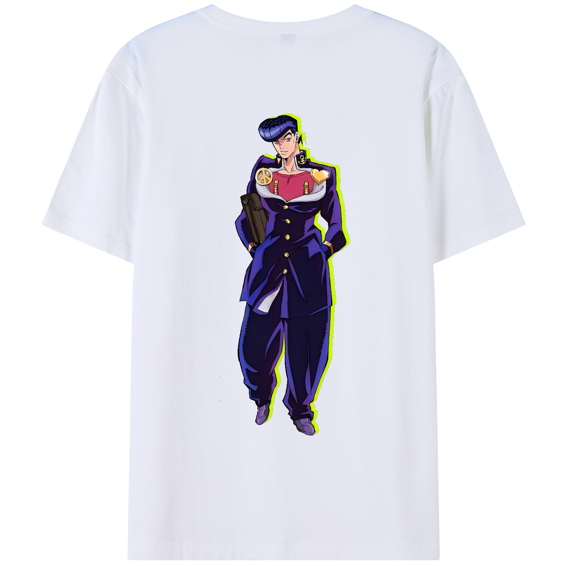 （画像用） ジョジョの奇妙な冒険 ひがしかた じょうすけ JoJo's Bizarre Adventure Higashikata Josuke 綿100％ メンズ半袖Tシャツ（バックプリント） 通気性