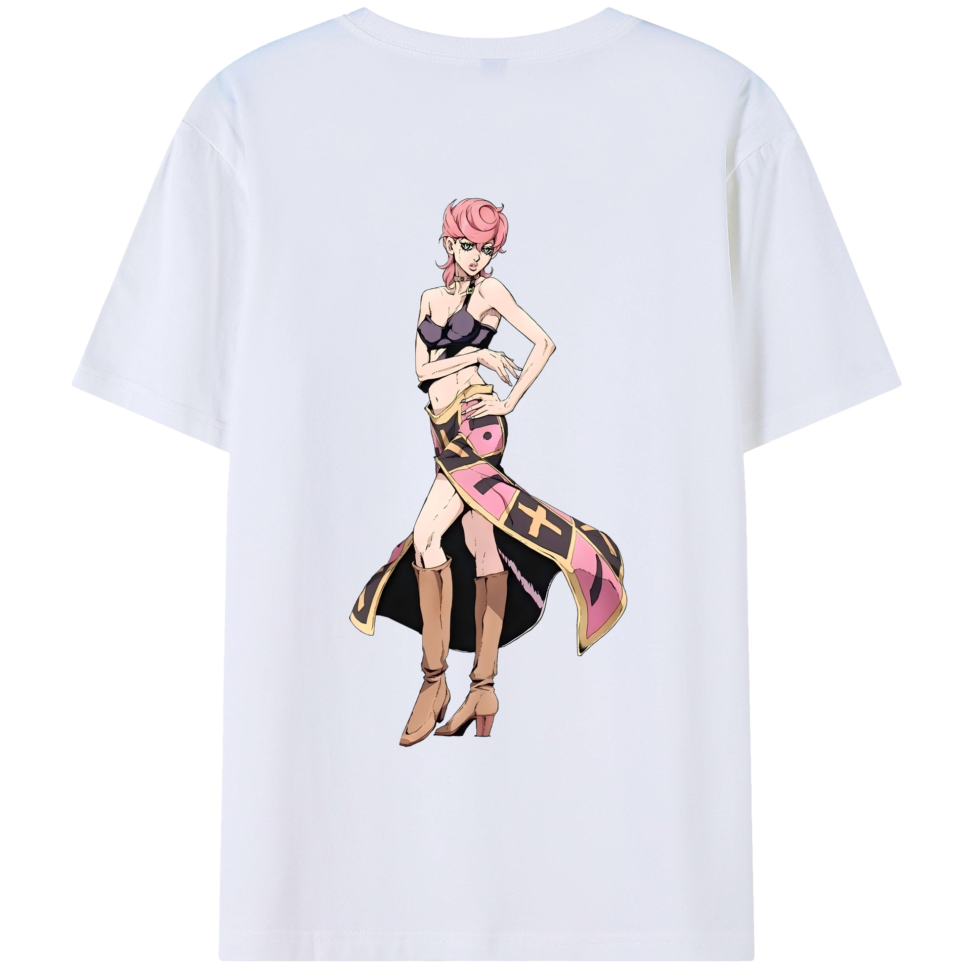 （画像用） ジョジョの奇妙な冒険 トリッシュ?ウナ JoJo's Bizarre Adventure Trish Una 綿100％ メンズ半袖Tシャツ（バックプリント） 通気性