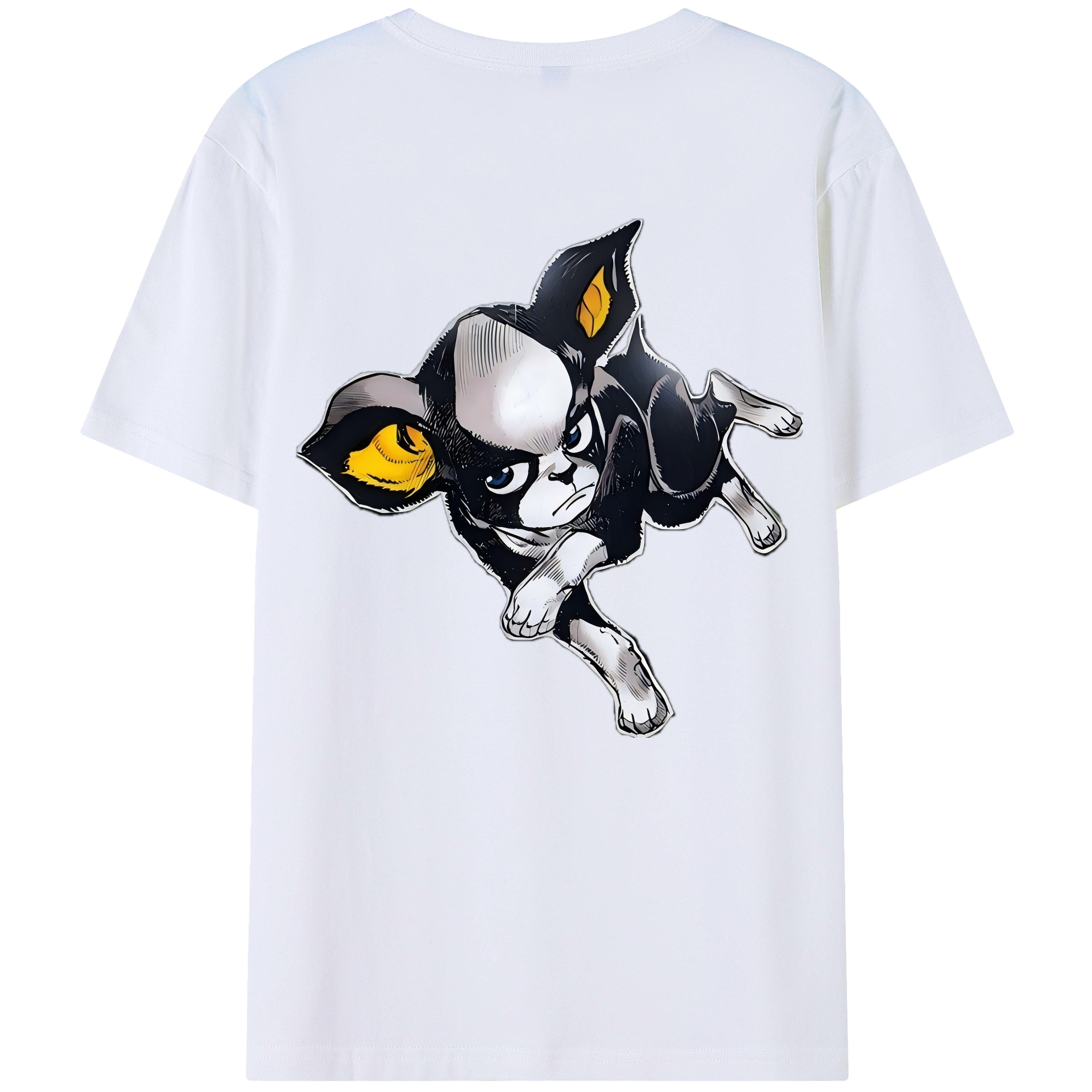 （画像用） ジョジョの奇妙な冒険 イギー JoJo's Bizarre Adventure Iggy 綿100％ メンズ半袖Tシャツ（バックプリント） 通気性