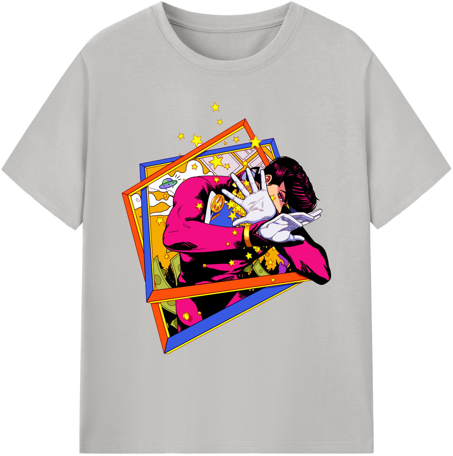 （画像用） ジョジョの奇妙な冒険 ひがしかた じょうすけ JoJo's Bizarre Adventure Higashikata Josuke 綿100％ メンズ半袖Tシャツ｜肌触りやわらか＆通気性