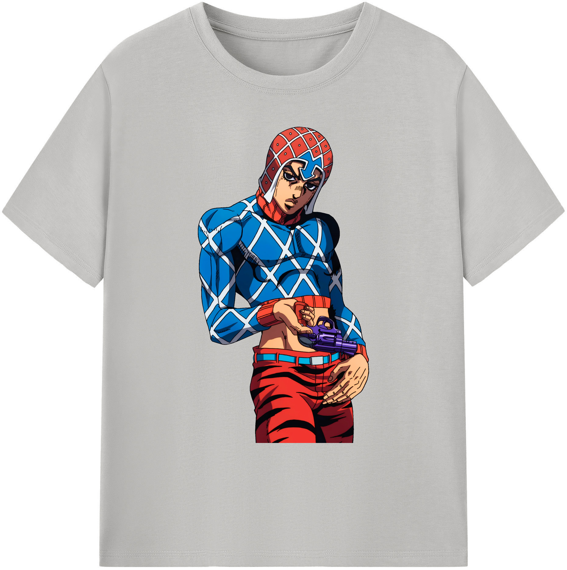 （画像用） ジョジョの奇妙な冒険 グイード?ミスタ JoJo's Bizarre Adventure Guido Mista 綿100％ メンズ半袖Tシャツ｜肌触りやわらか＆通気性